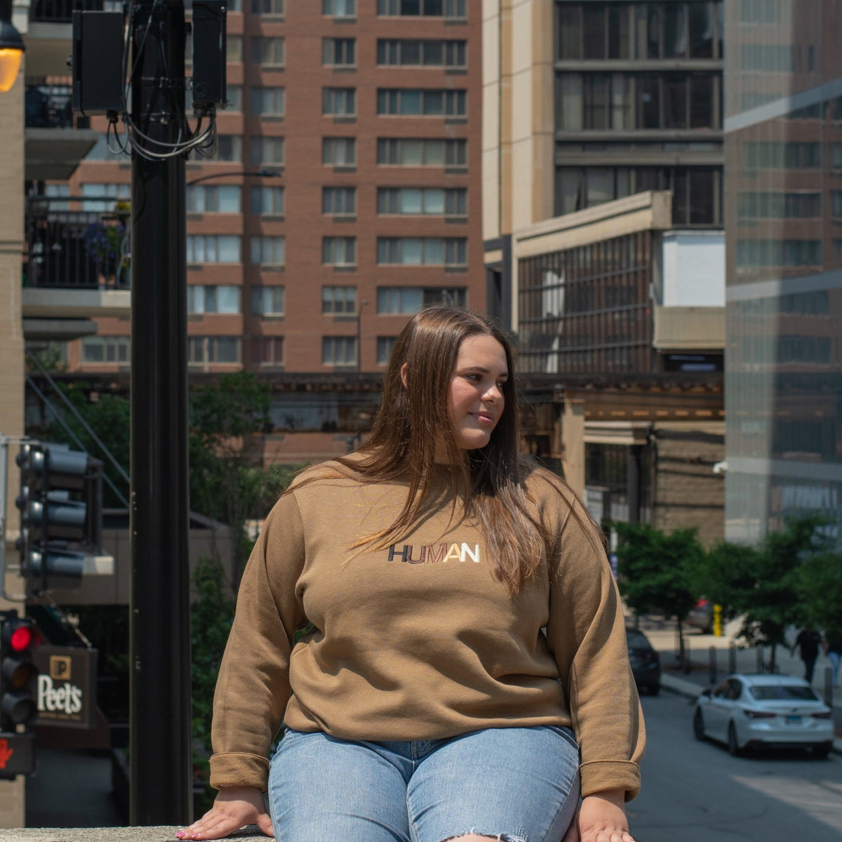 Human Embroidered Crewneck | We Are All Human – Wear The Peace