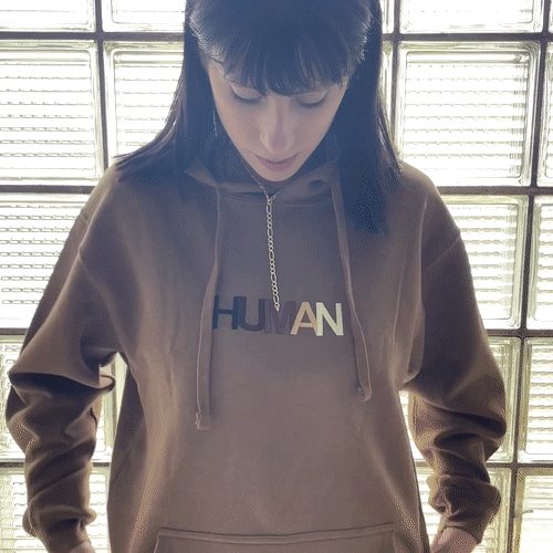 Human Embroidered Hoodie Wear The Peace Hoodies Brown S
