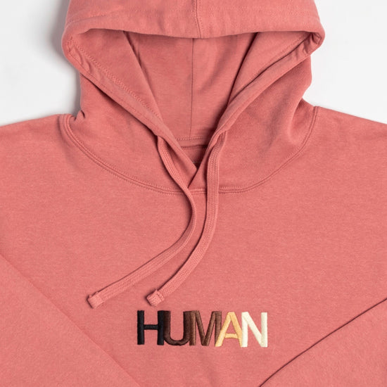 Human Embroidered Hoodie Wear The Peace Hoodies Mauve S