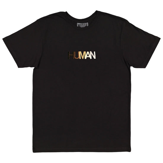 Human Embroidered Tee Wear The Peace Short Sleeves Black S