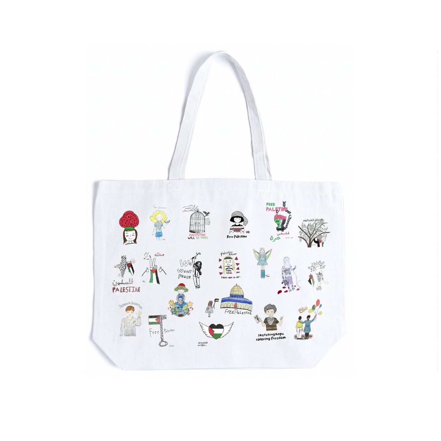 Children Of 🍉 Art Tote Bag Wear The Peace Tote Bag White