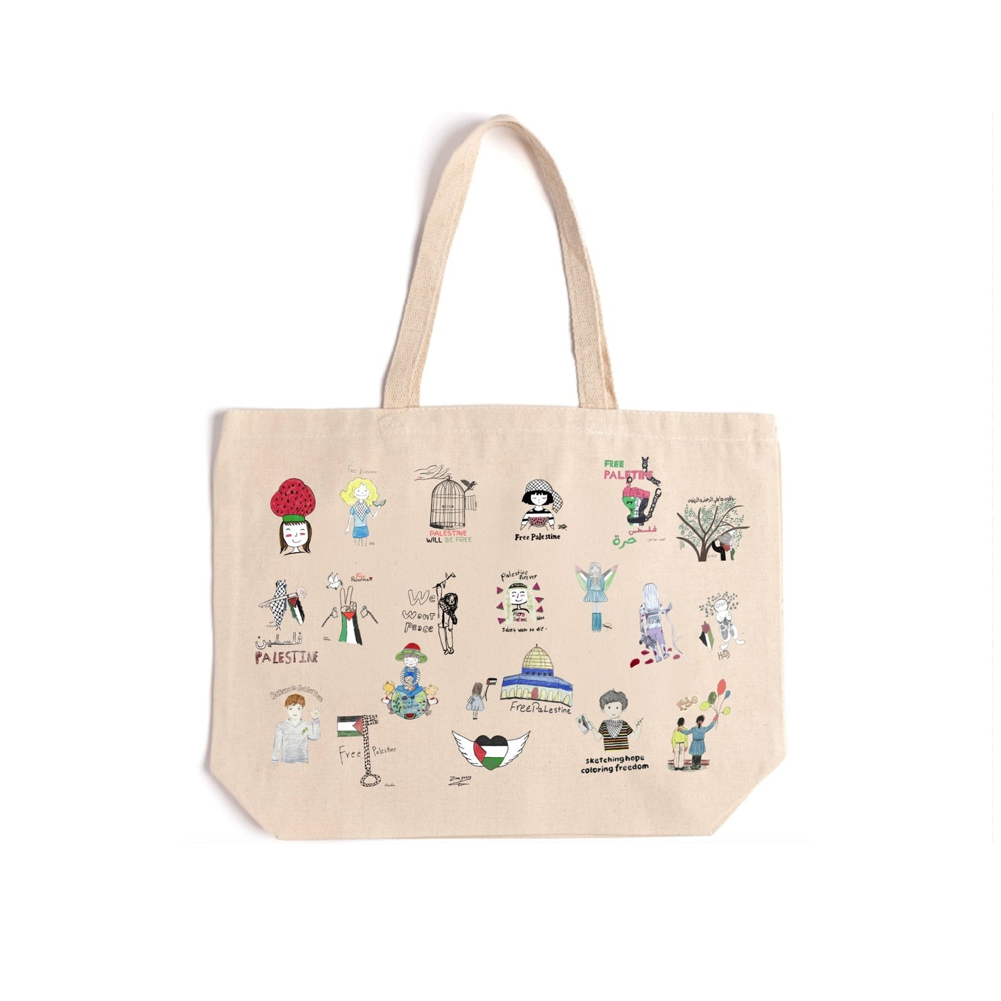 Children Of 🍉 Art Tote Bag Wear The Peace Tote Bag Khaki