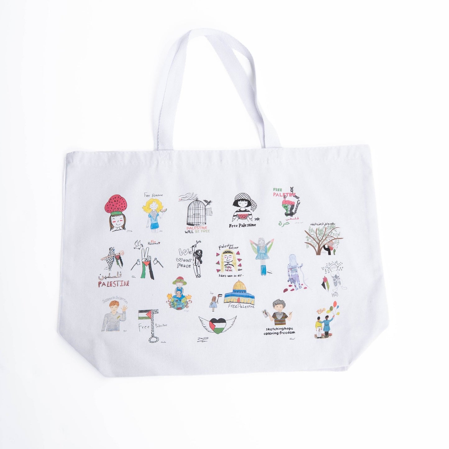 Children Of 🍉 Art Tote Bag Wear The Peace Tote Bag White