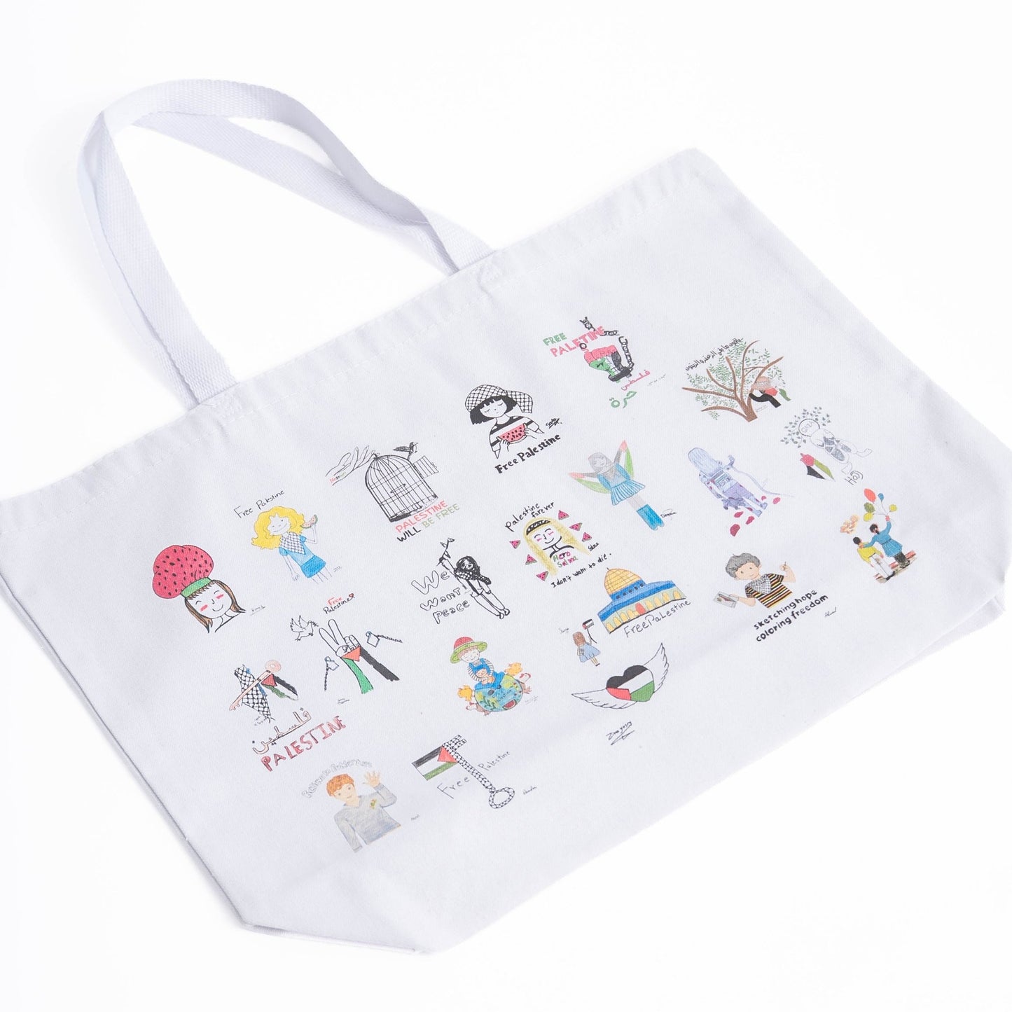 Children Of 🍉 Art Tote Bag Wear The Peace Tote Bag White
