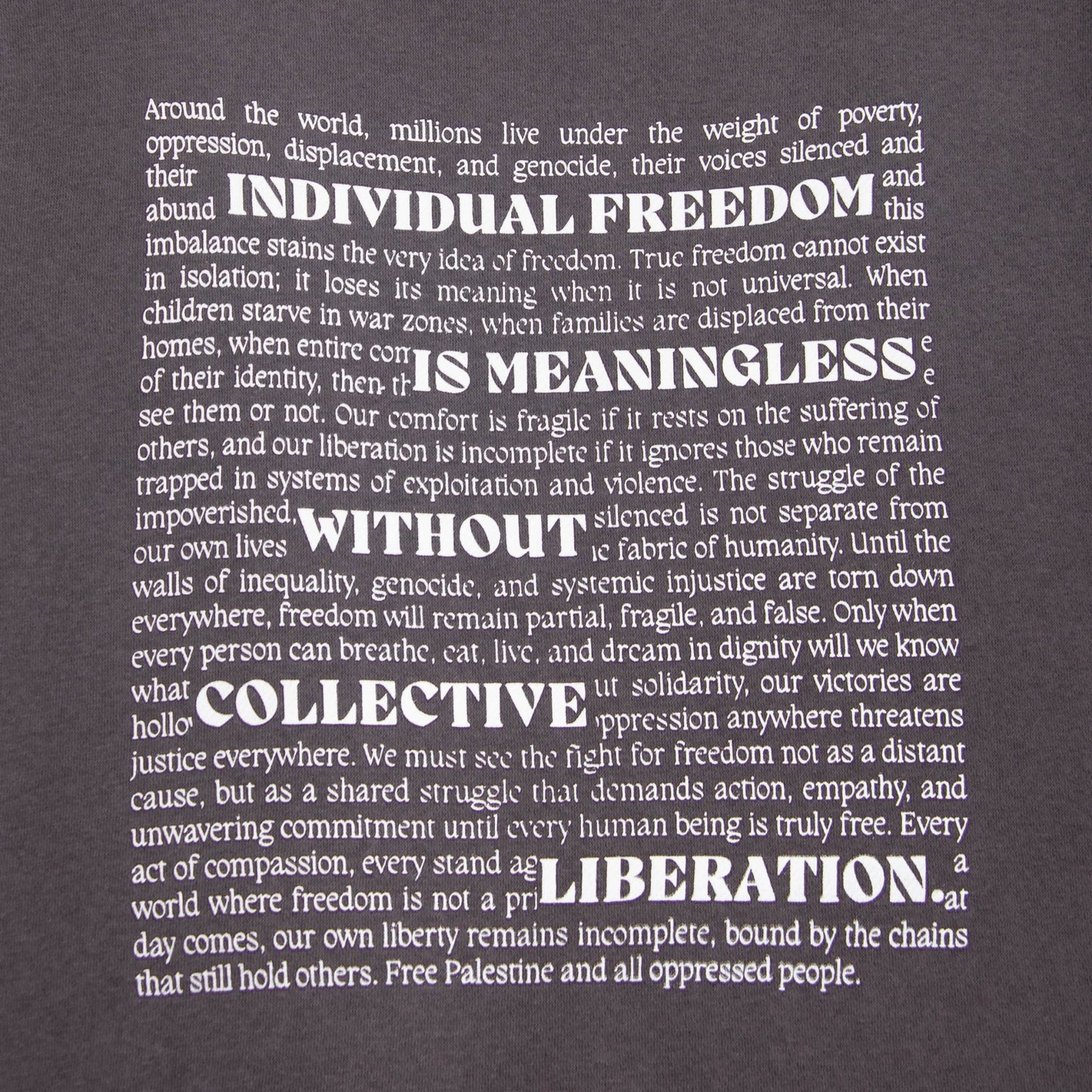 Collective Liberation Charcoal Crewneck Wear The Peace Crewnecks S