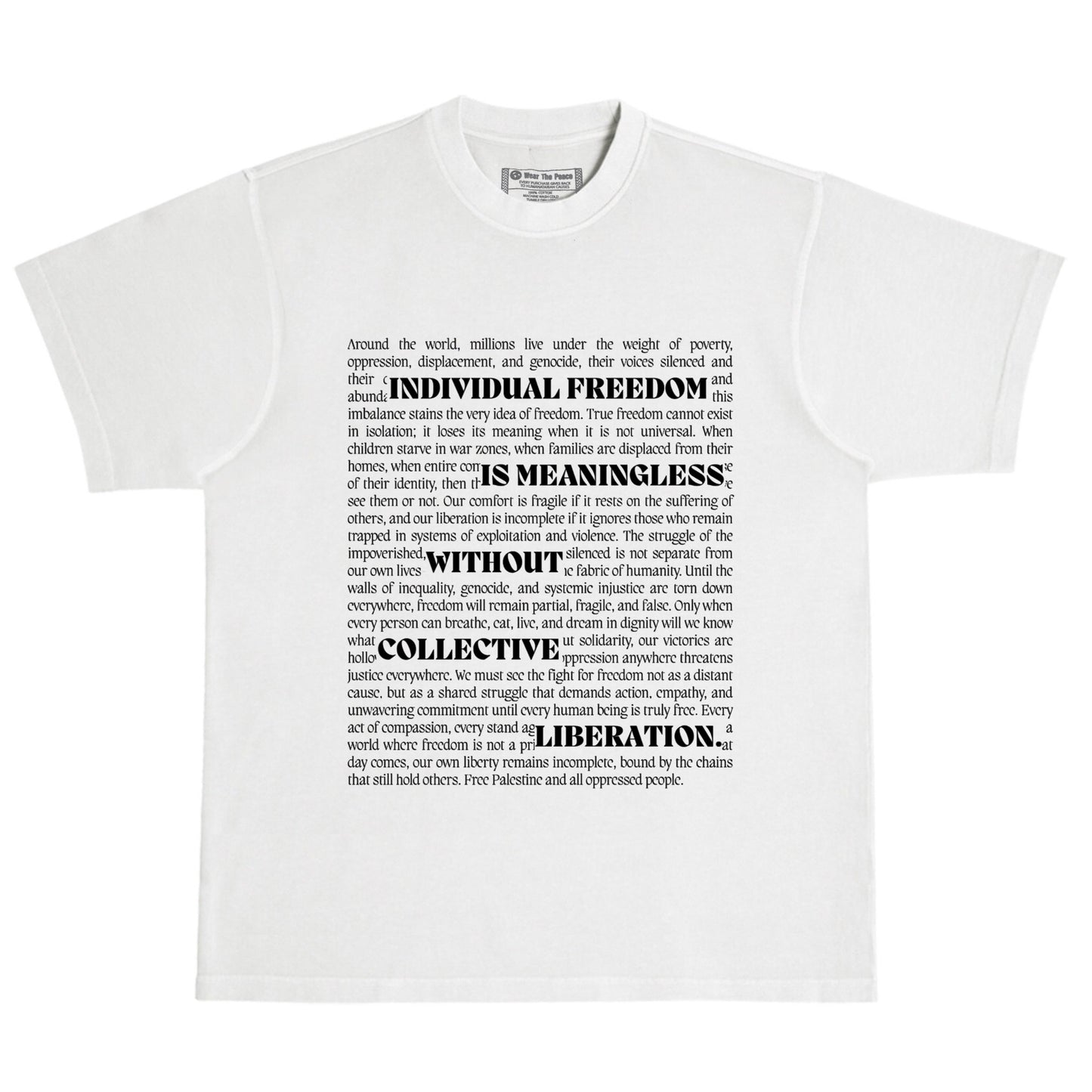 Collective Liberation Heavyweight Tee Wear The Peace Short Sleeves S
