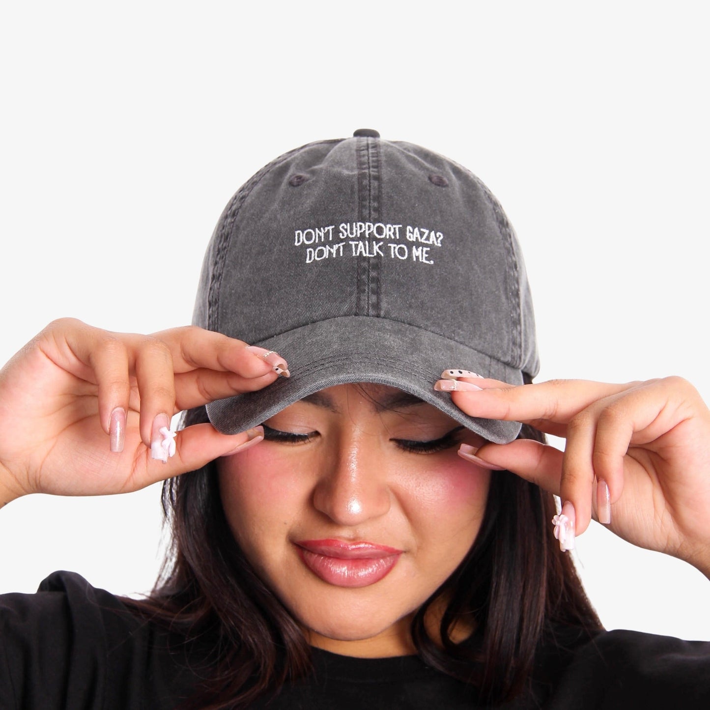 Don't Support Gaza? Cap Wear The Peace Dad Caps Washed Gray