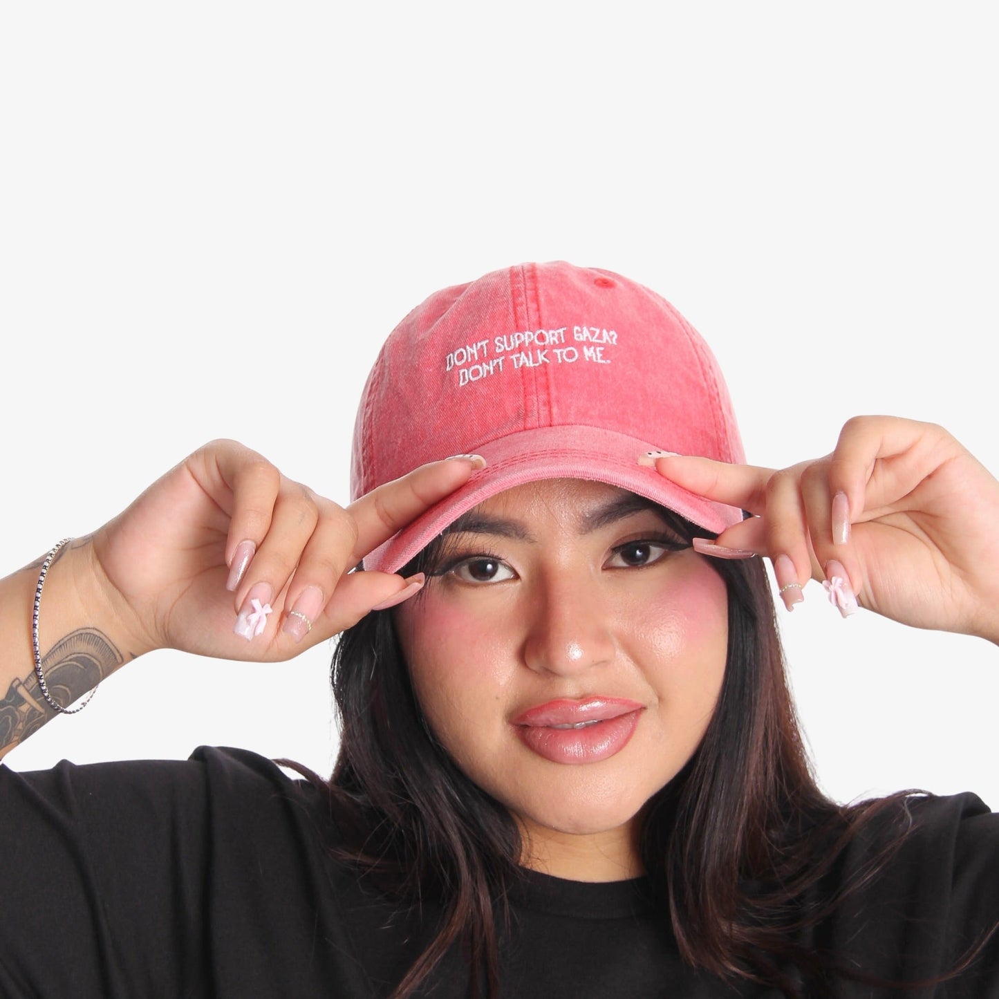 Don't Support Gaza? Cap Wear The Peace Dad Caps Washed Red
