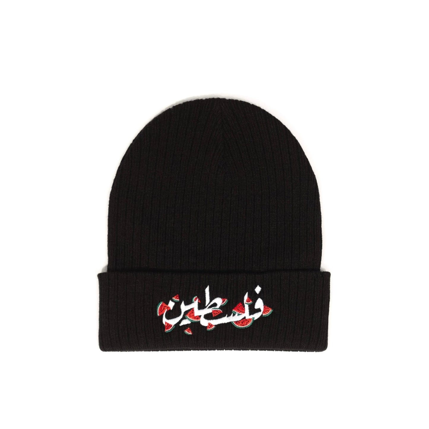 Falasteen Embroidered Beanie Wear The Peace Beanie Black