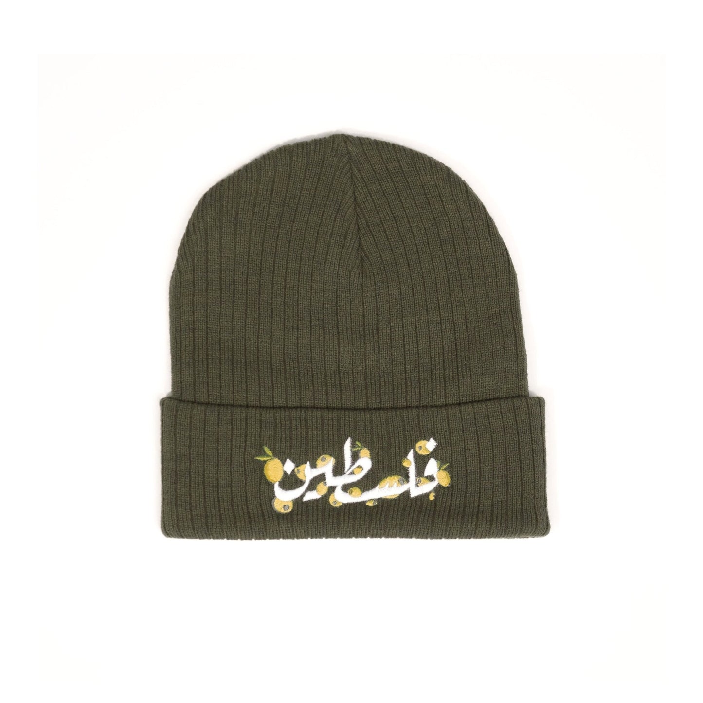 Falasteen Embroidered Beanie Wear The Peace Beanie Olive