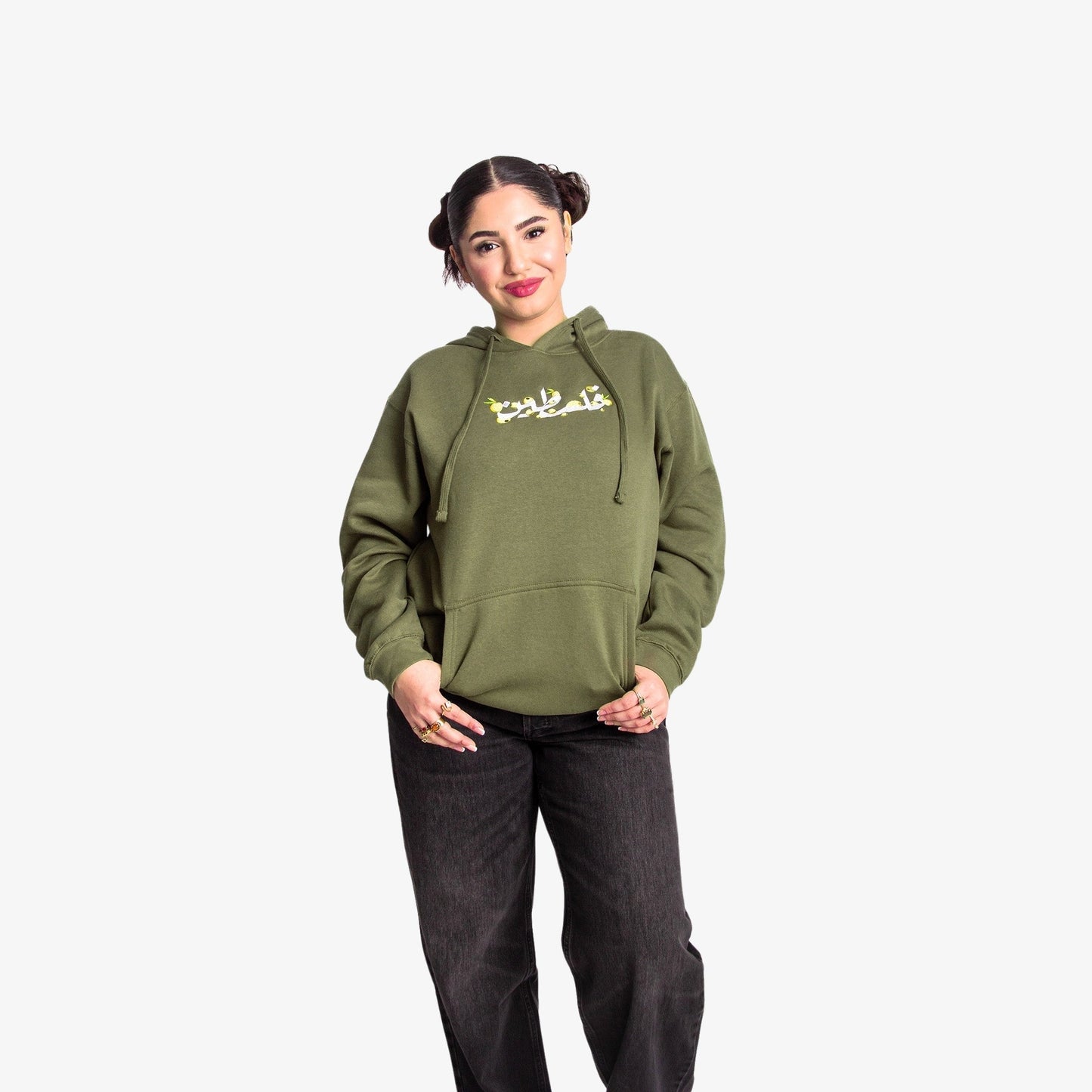 Falasteen Embroidered Hoodie Wear The Peace Hoodies Olive S