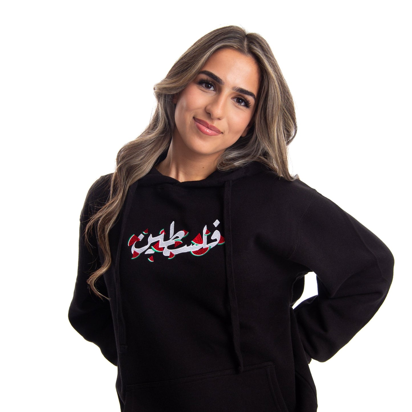 Falasteen Embroidered Hoodie Wear The Peace Hoodies Black S