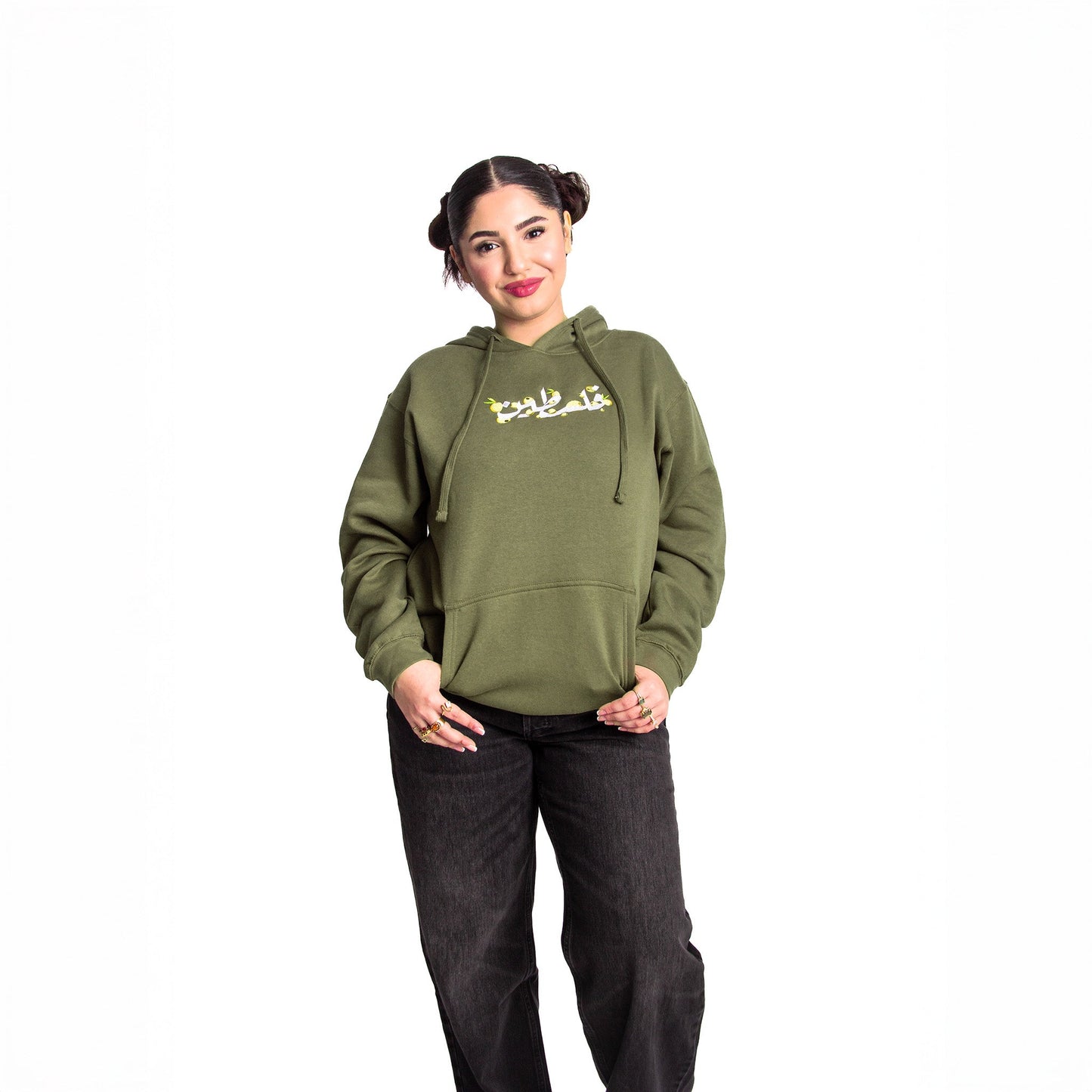 Falasteen Embroidered Hoodie Wear The Peace Hoodies Olive S