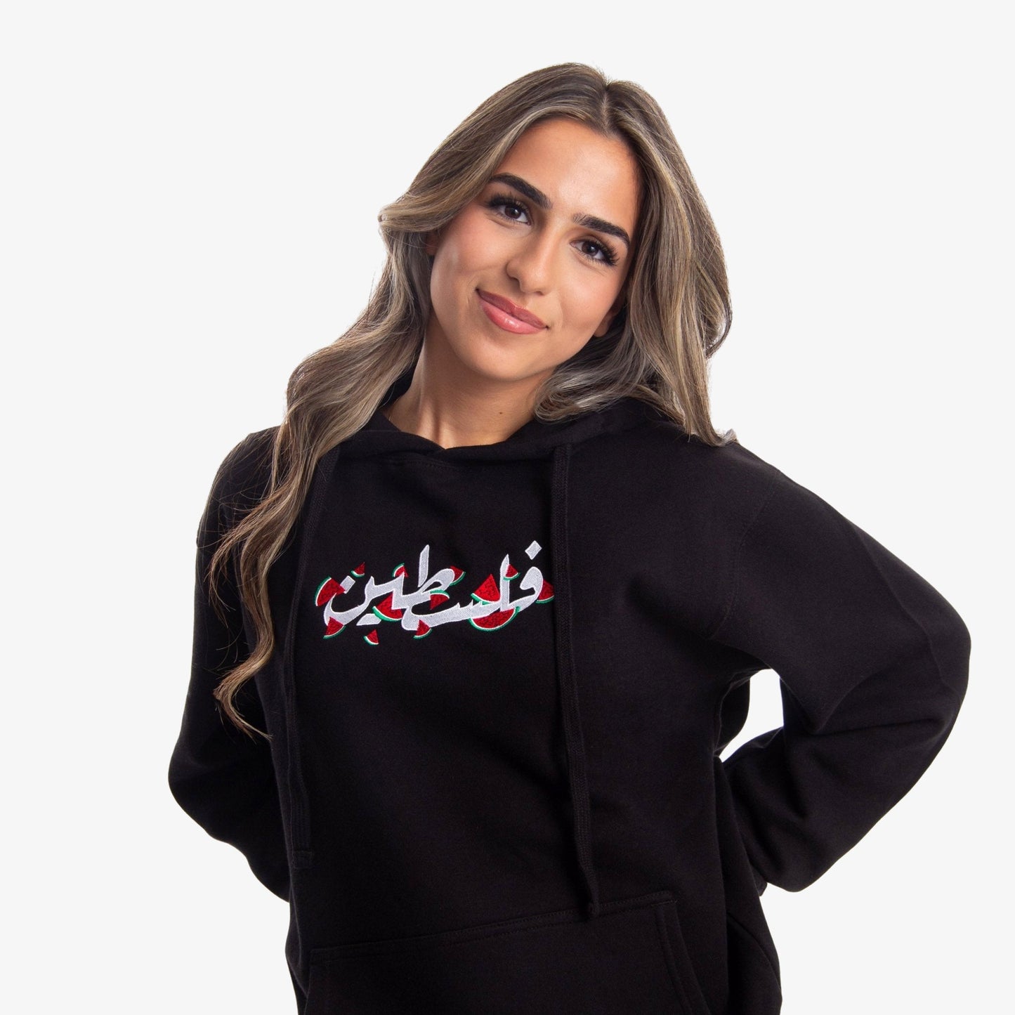 Falasteen Embroidered Hoodie Wear The Peace Hoodies Black S