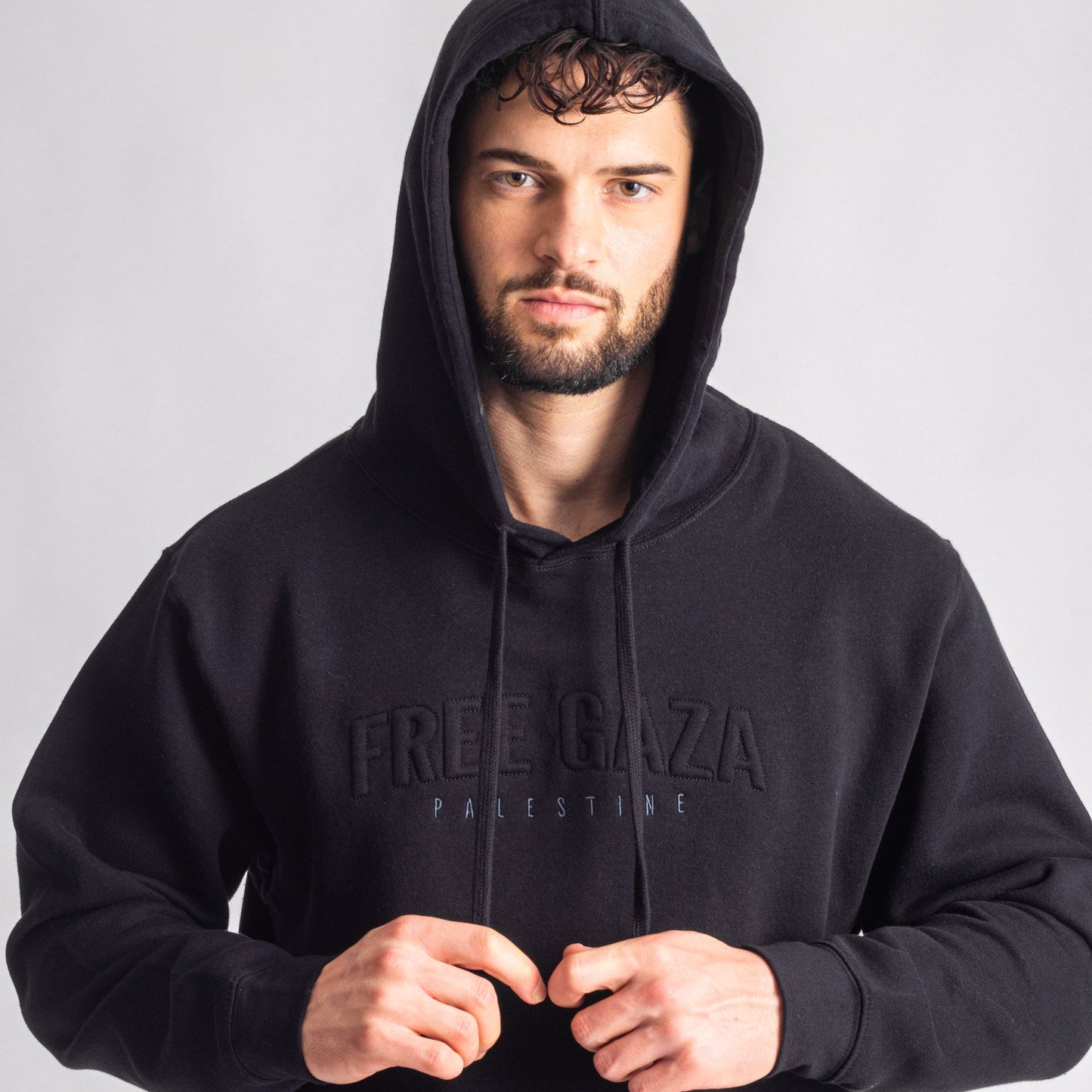 FREE G@Z@ Embossed Hoodie Wear The Peace Hoodies S