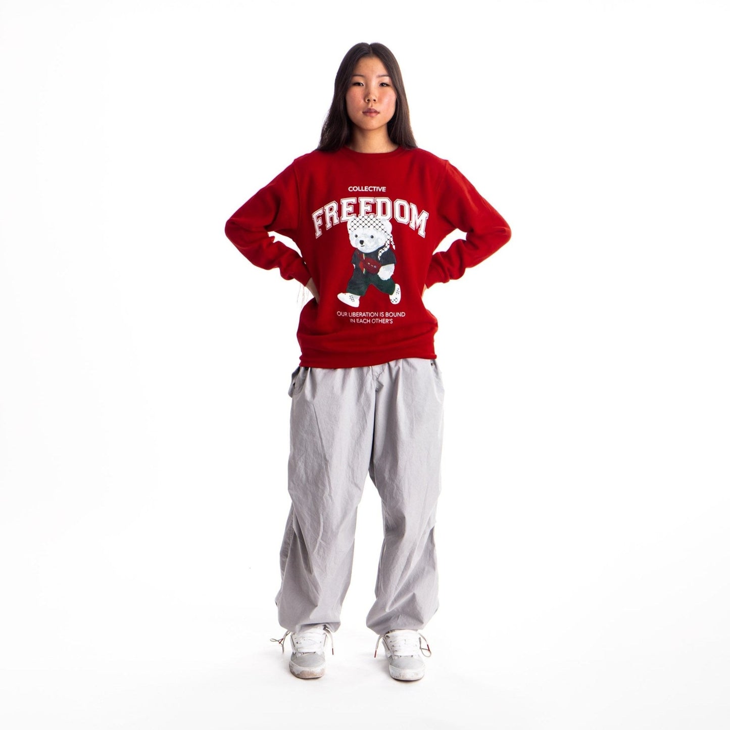 Freedom Bear Crewneck Wear The Peace Crewnecks Red S