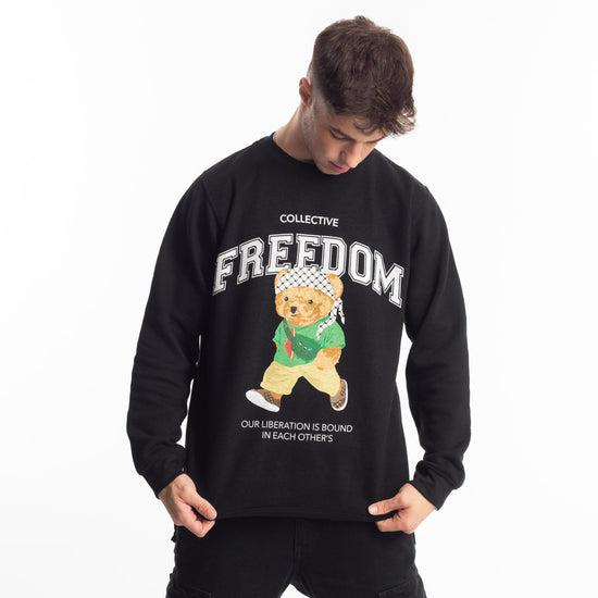 Freedom Bear Crewneck Wear The Peace Crewnecks Black S