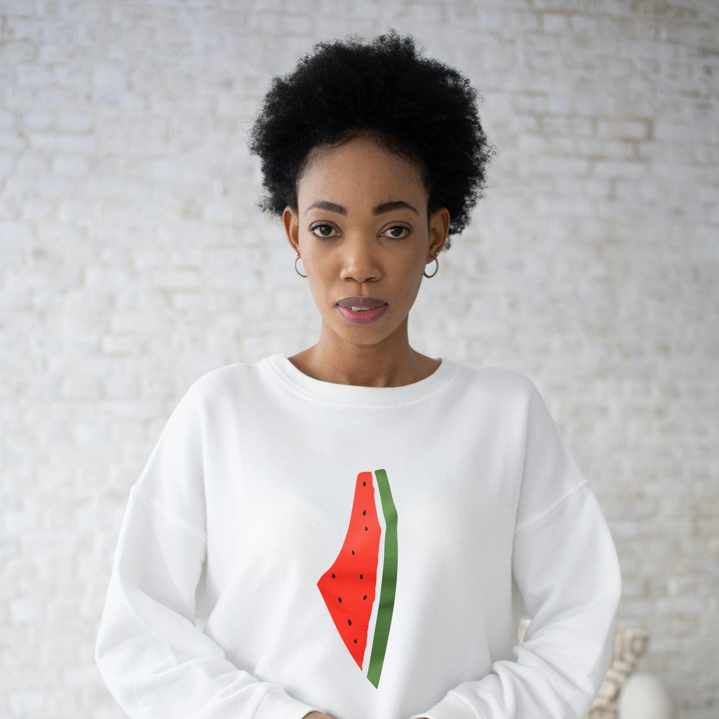 Freedom Melon White Crewneck Wear The Peace Crewnecks S