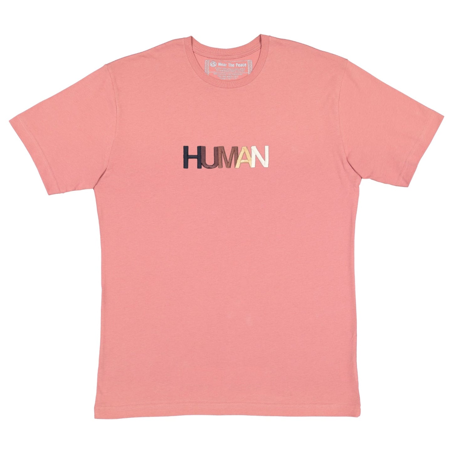 Human Embroidered Tee Wear The Peace Short Sleeves Mauve S