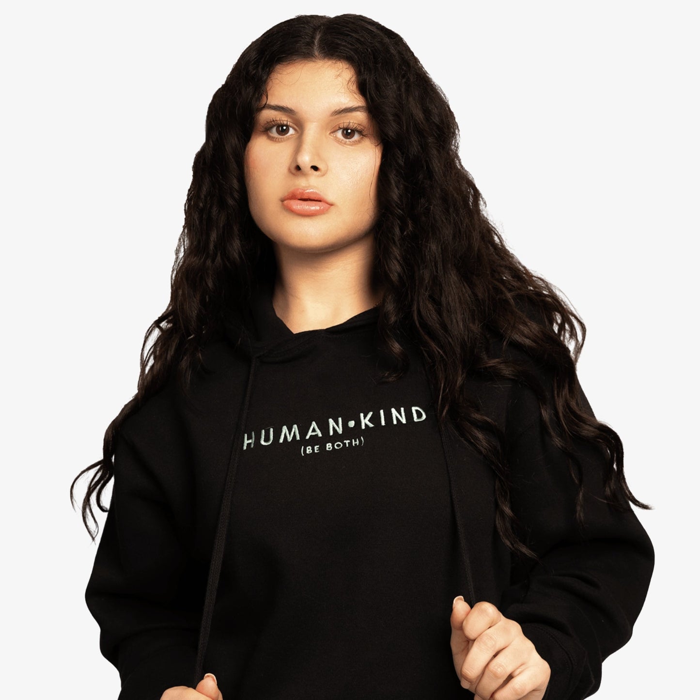 Human Kind Embroidered Hoodie Wear The Peace Hoodies Black S