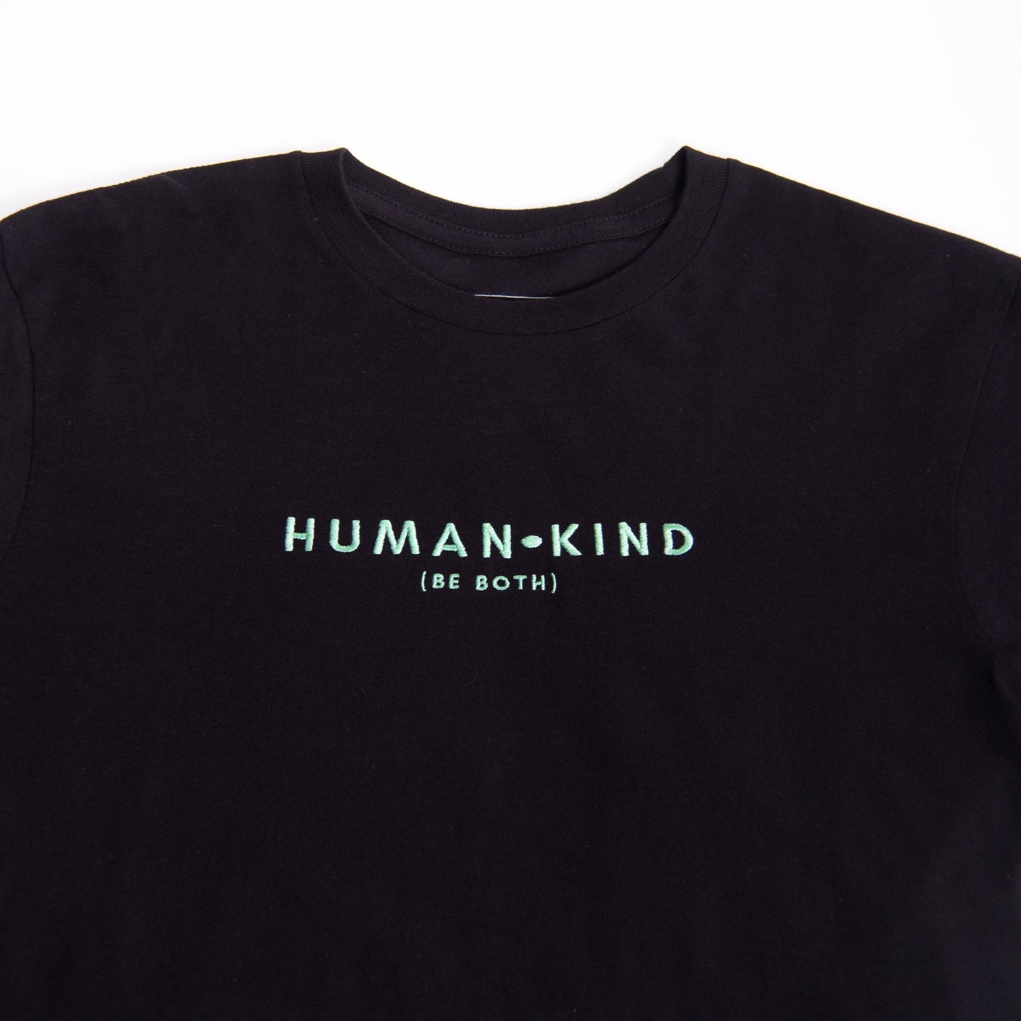 Human Kind Embroidered Tee Wear The Peace Short Sleeves Black S