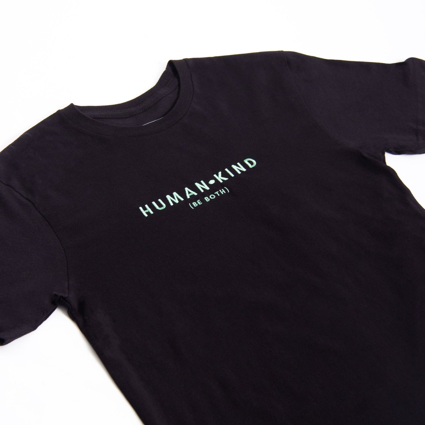 Human Kind Embroidered Tee Wear The Peace Short Sleeves Black S
