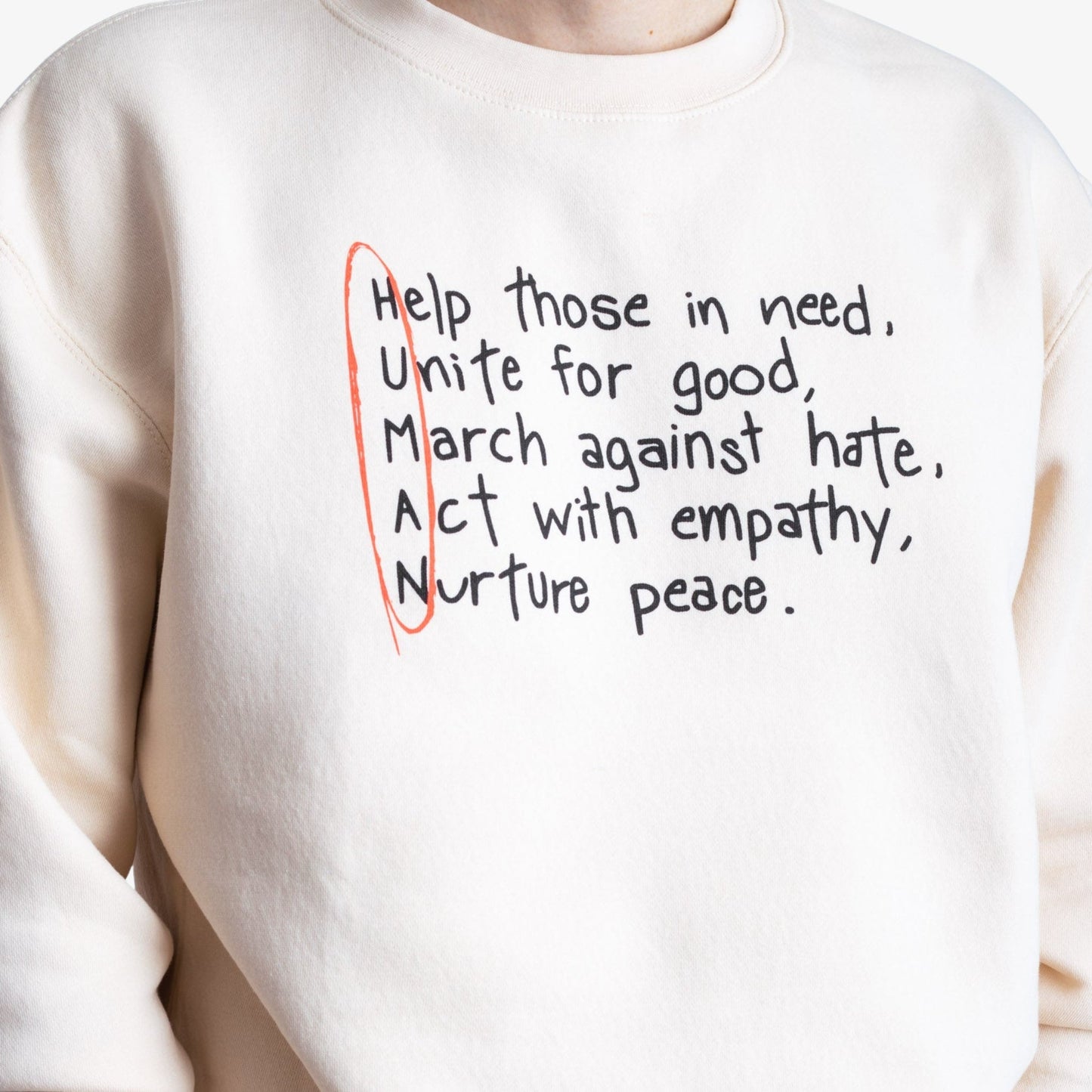 Human Values Crewneck Wear The Peace Crewnecks Oatmeal S