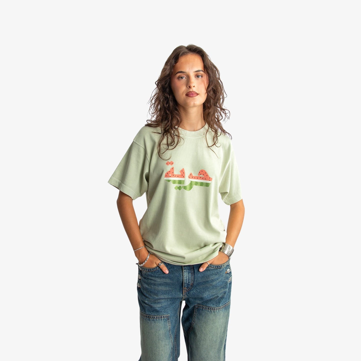 Huriya (Freedom) Heavyweight Tee Wear The Peace Short Sleeves Pistachio S