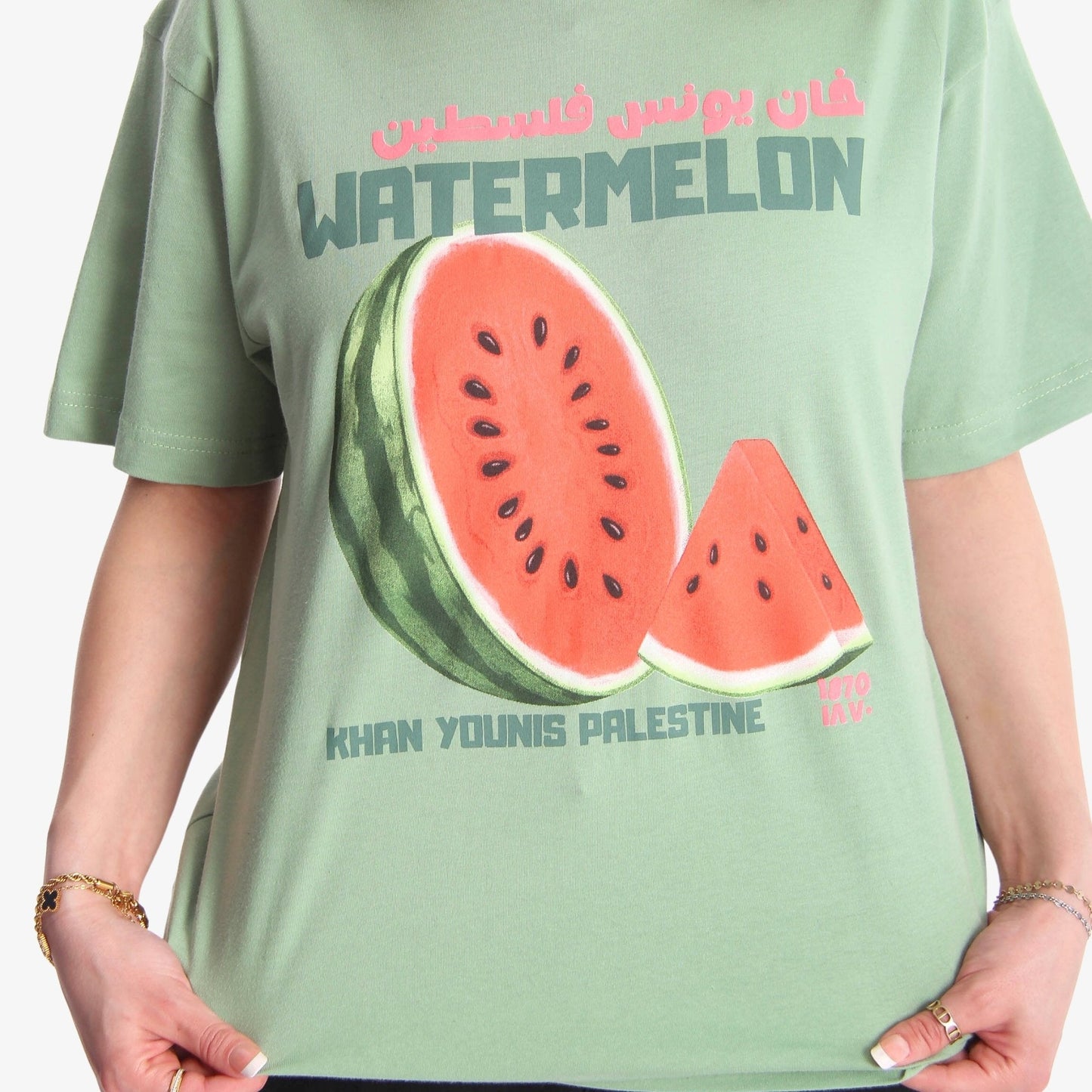 Khan Younis' Watermelons Tee Wear The Peace Short Sleeves S