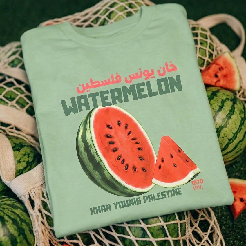 Khan Younis' Watermelons Tee Wear The Peace Short Sleeves S