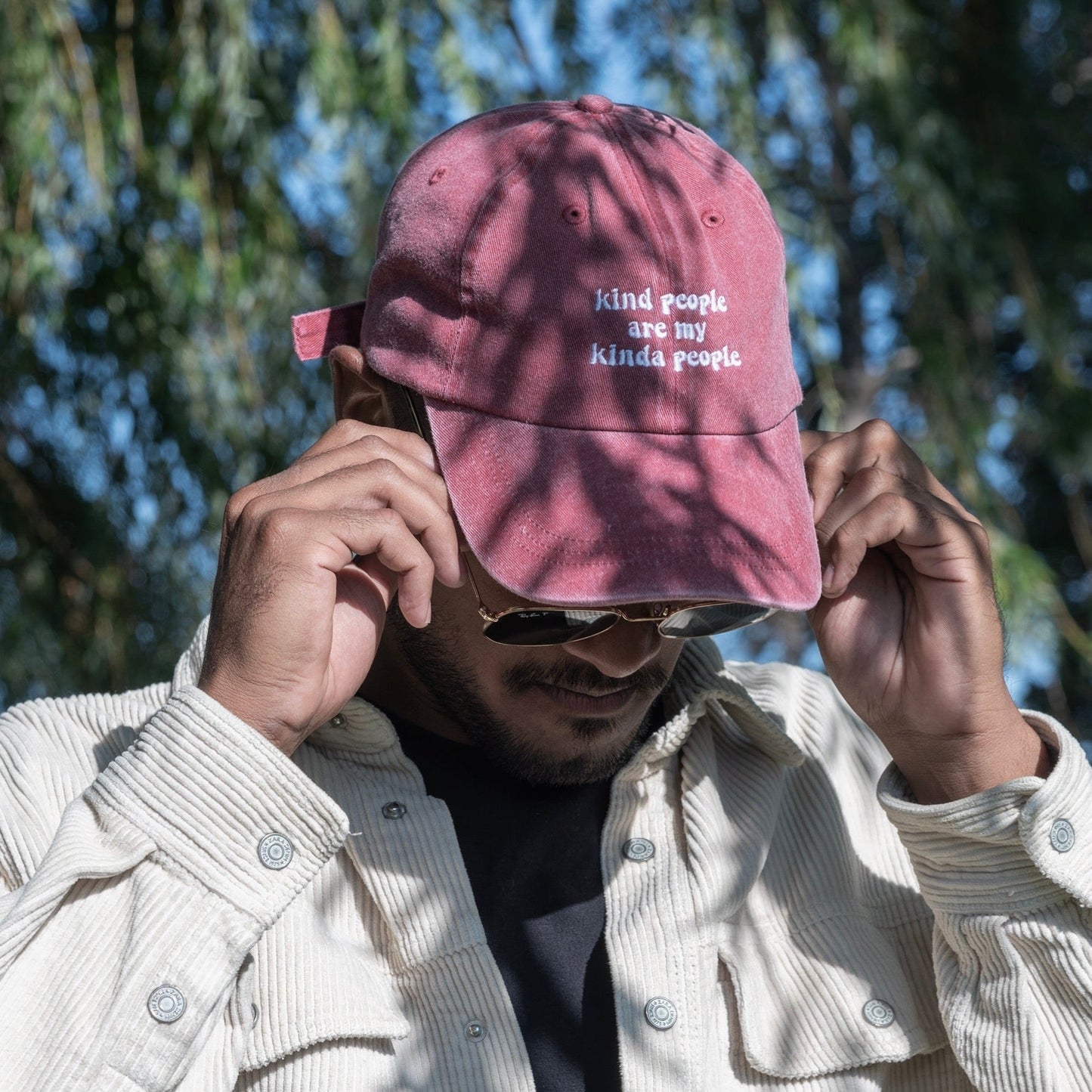 Kind People Cap Wear The Peace Dad Caps Washed Plum