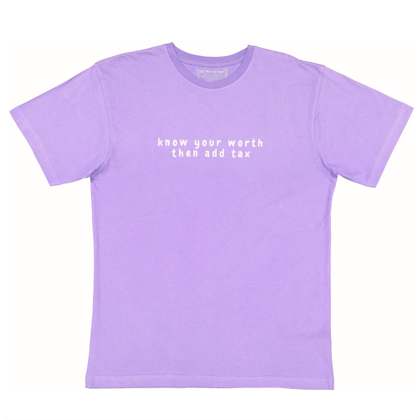 Know Your Worth Tee Wear The Peace Short Sleeves Lavender S
