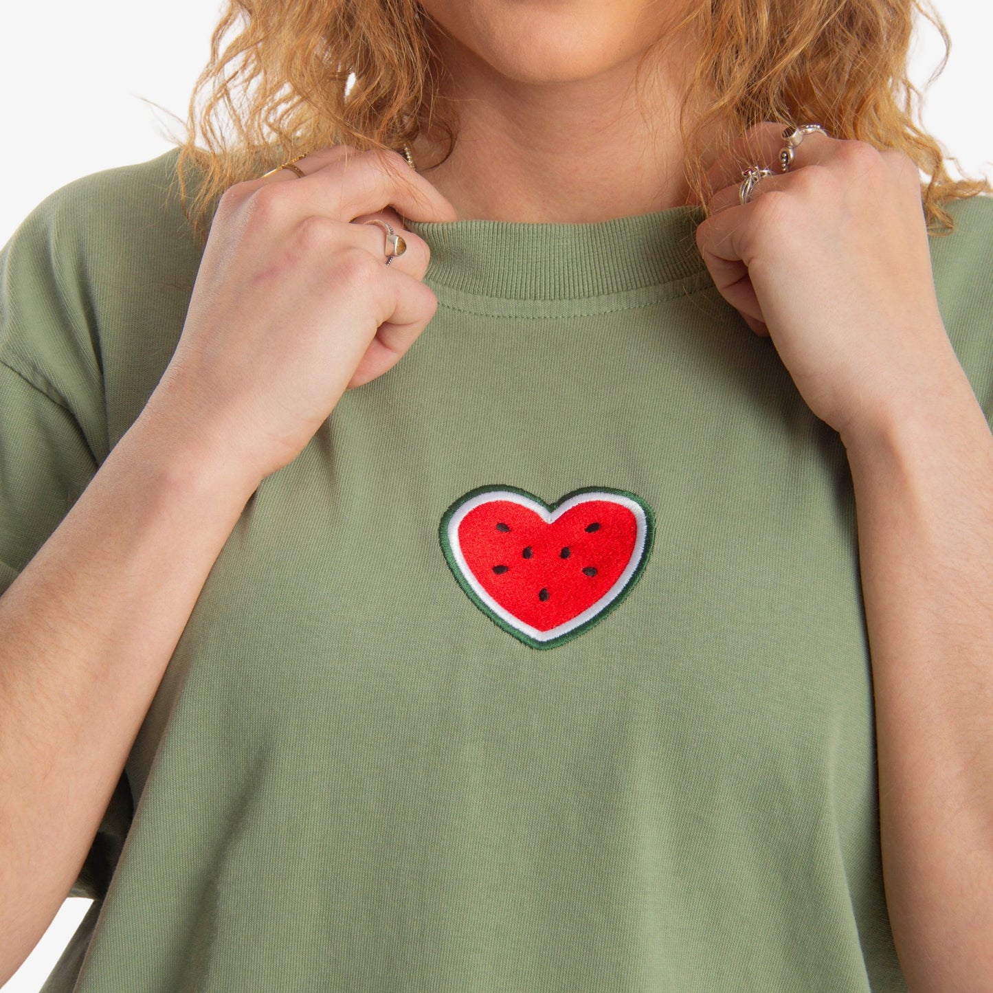 Melon Heart Embroidered Heavyweight Tee Wear The Peace Short Sleeves S