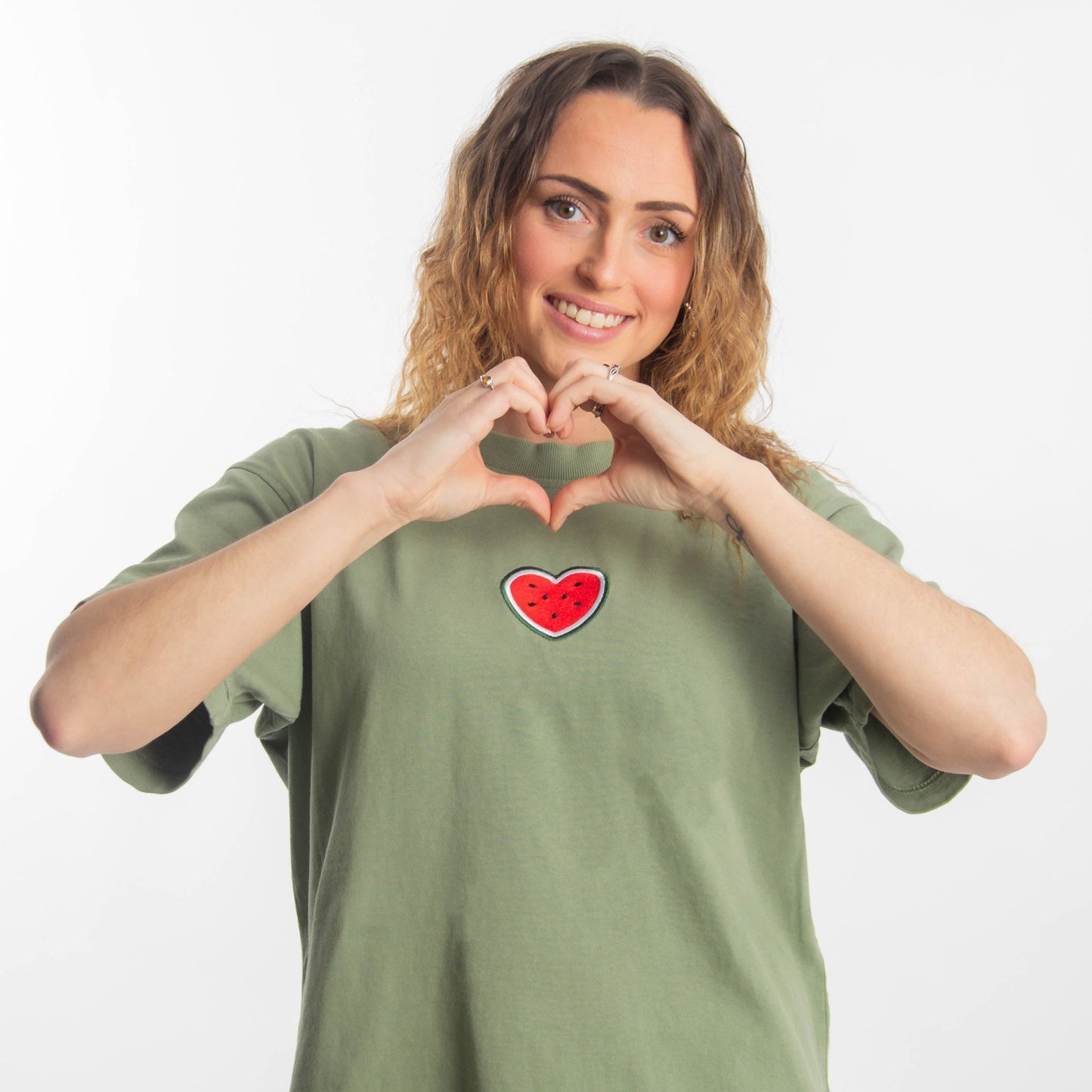 Melon Heart Embroidered Heavyweight Tee Wear The Peace Short Sleeves S