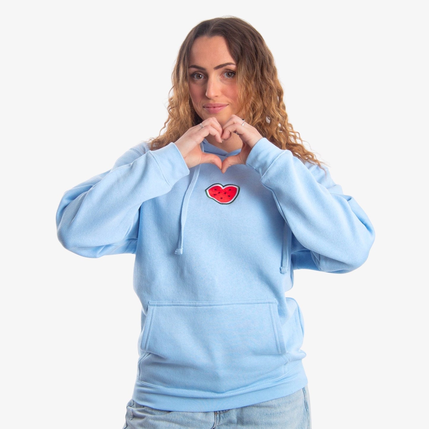 Melon Heart Embroidered Hoodie Wear The Peace Hoodies S