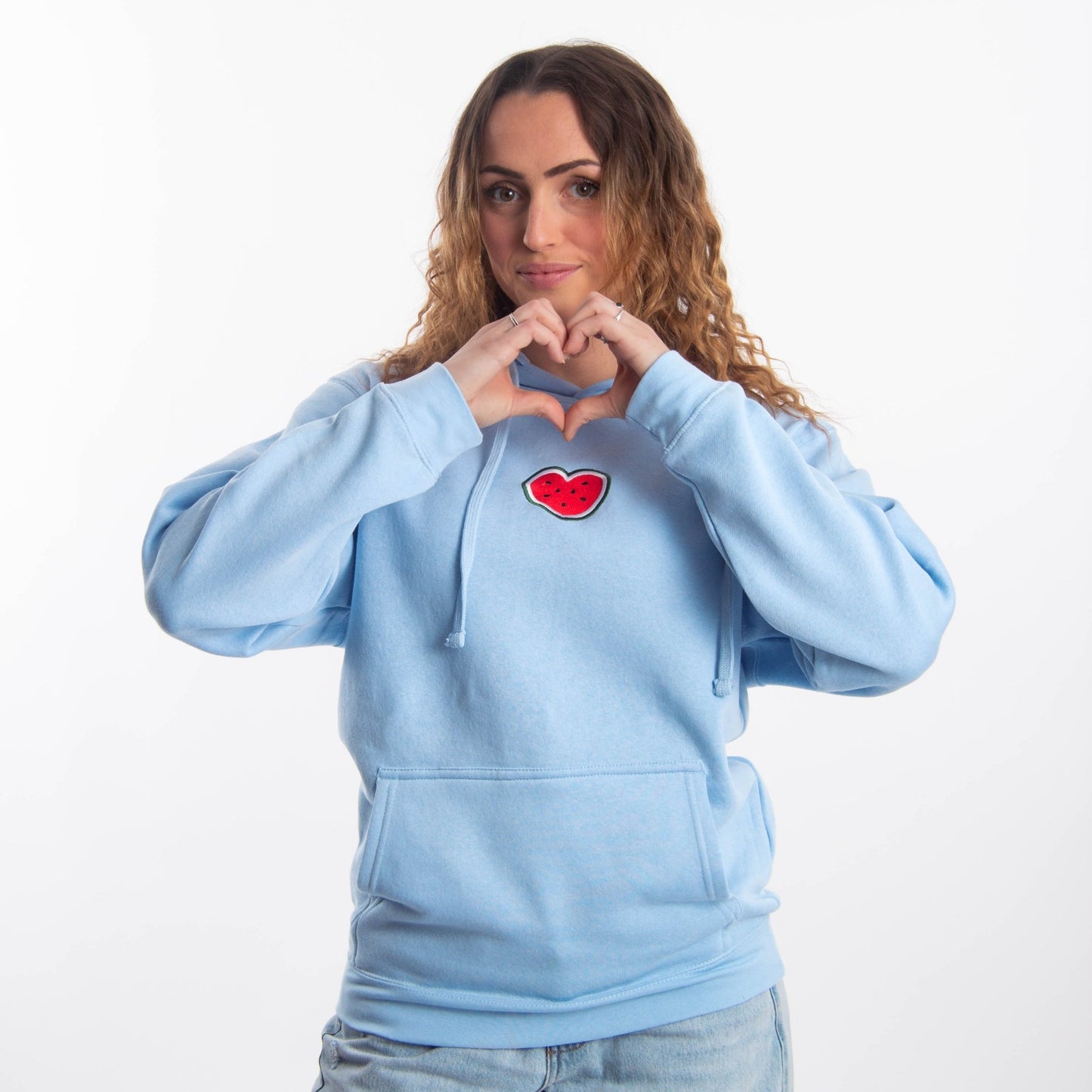 Melon Heart Embroidered Hoodie Wear The Peace Hoodies S