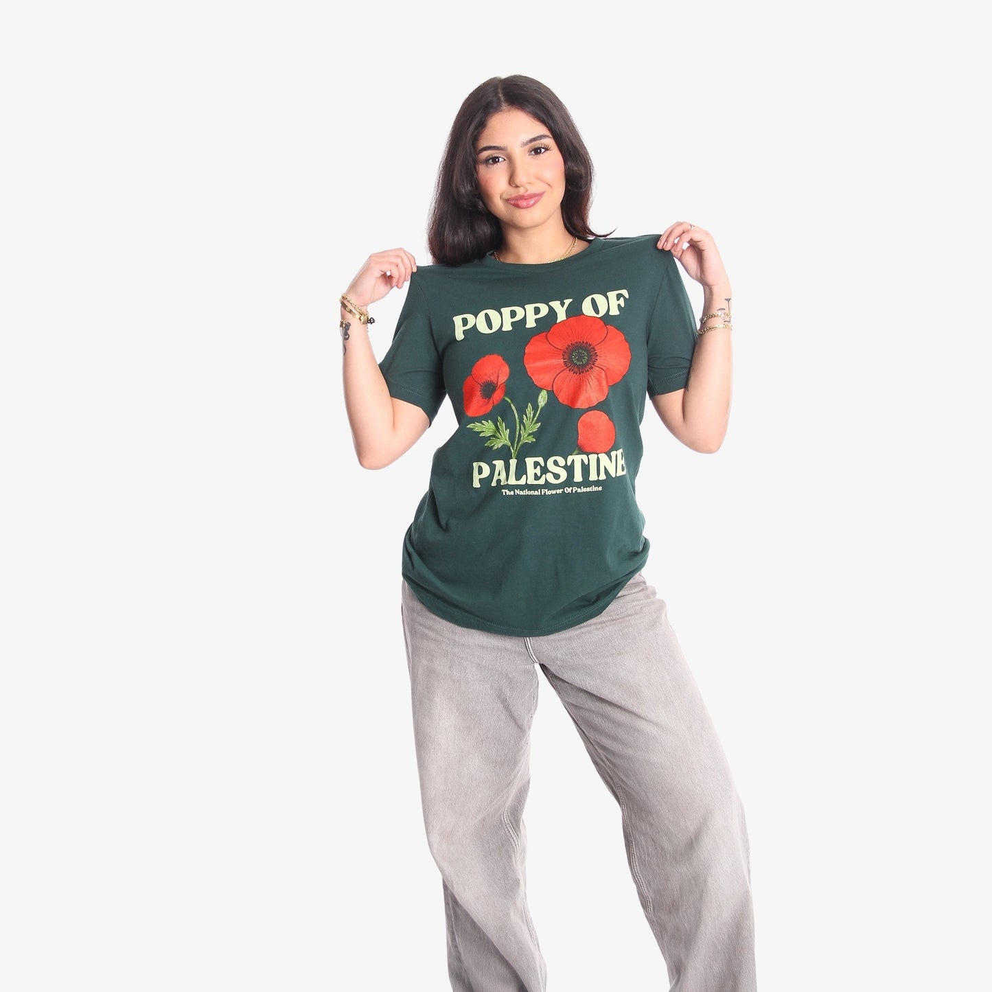 National Poppy Tee Wear The Peace Short Sleeves Forest Green S
