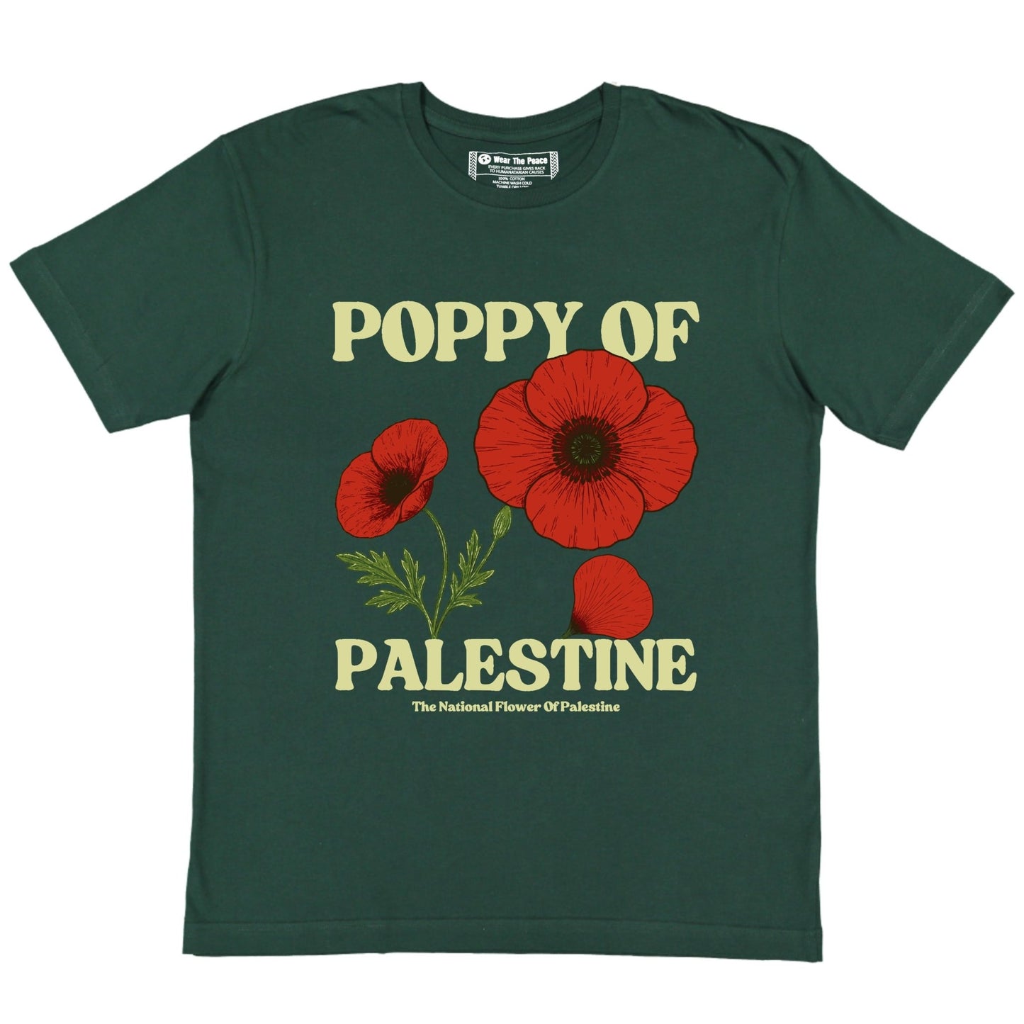 National Poppy Tee Wear The Peace Short Sleeves Forest Green S