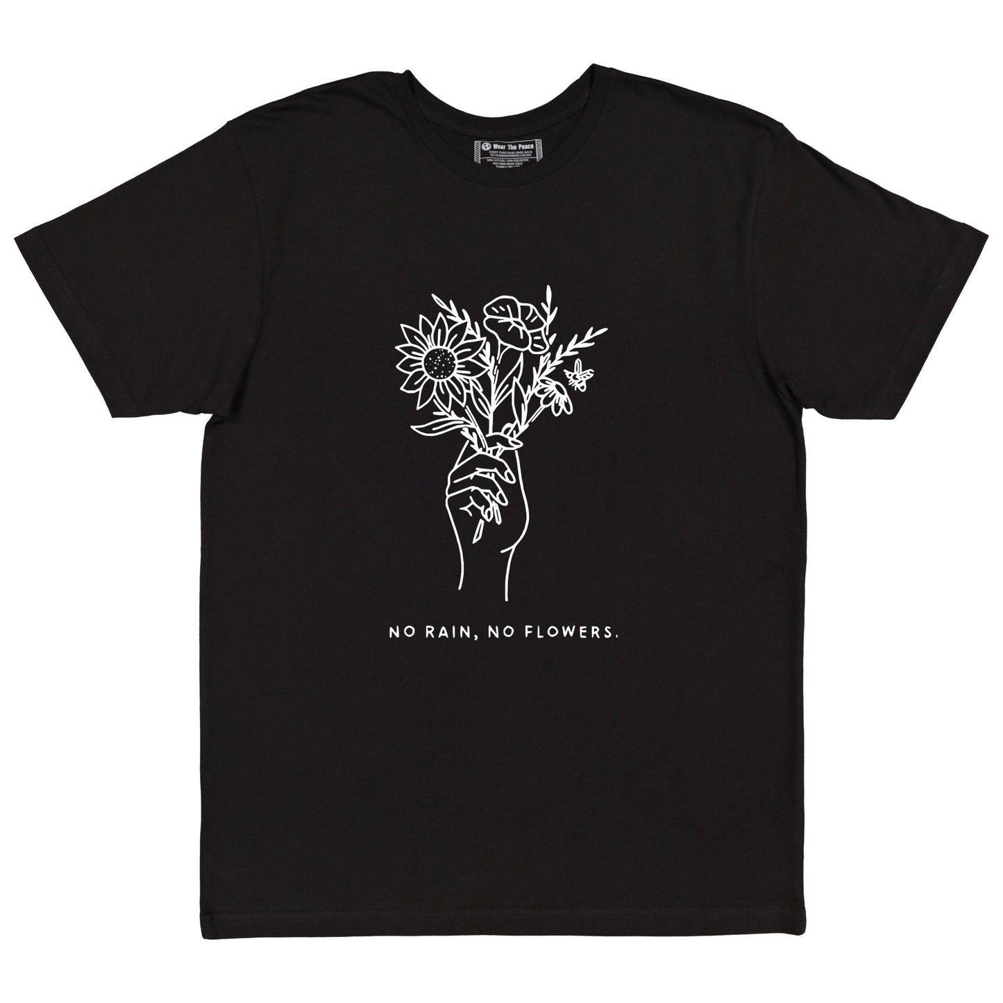 No Rain No Flowers Black & Cloudy Tee Wear The Peace Short Sleeves Black S