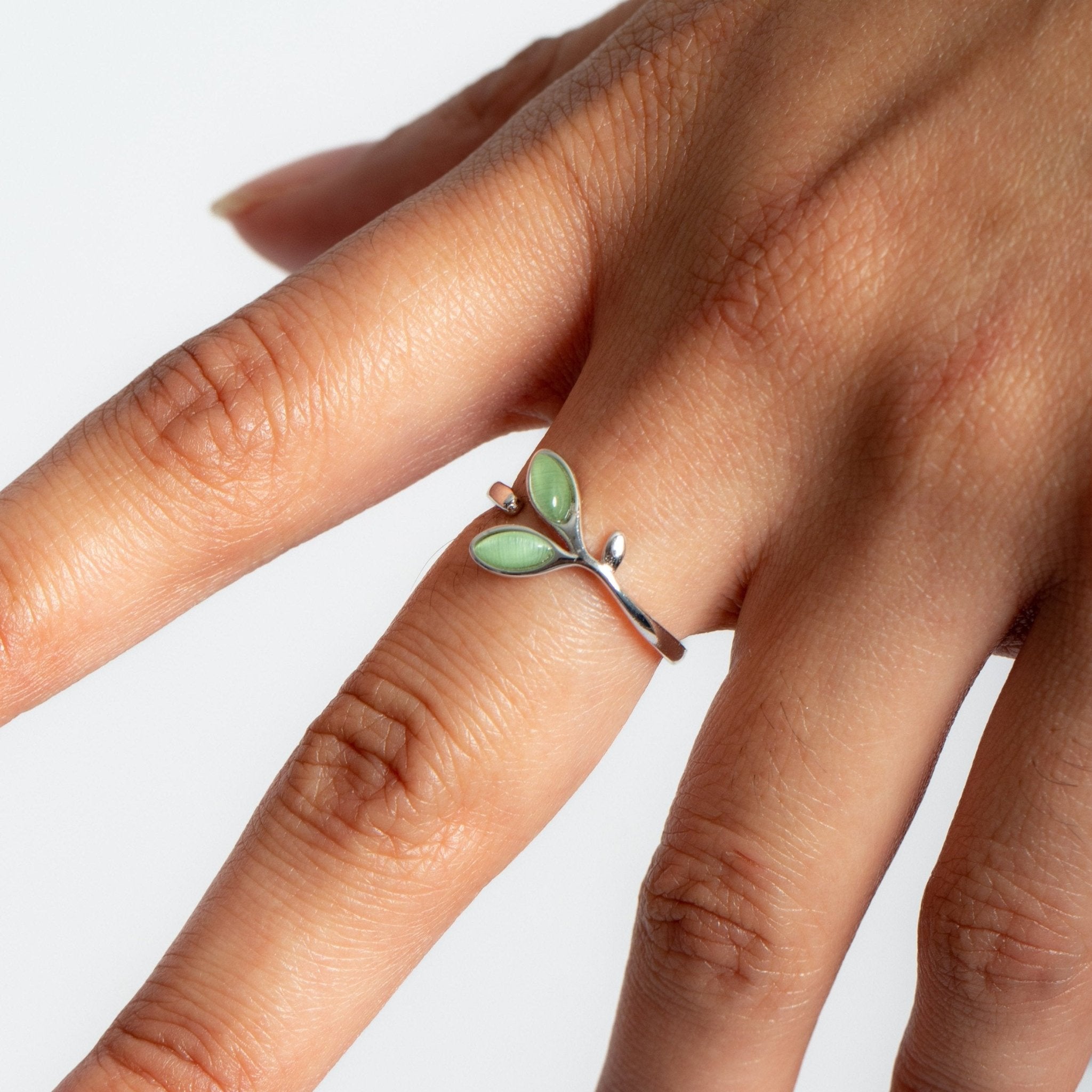 Silver metal olive branch wrap peace ring main image 1
