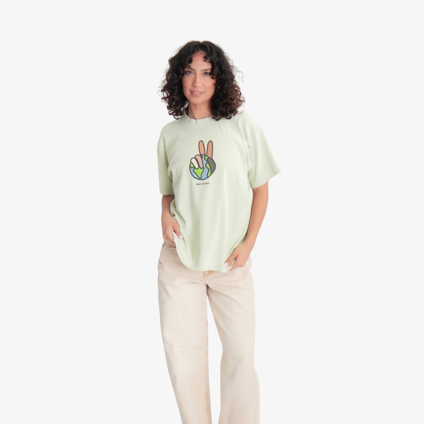 Our World Heavyweight Tee Wear The Peace Short Sleeves Pistachio S