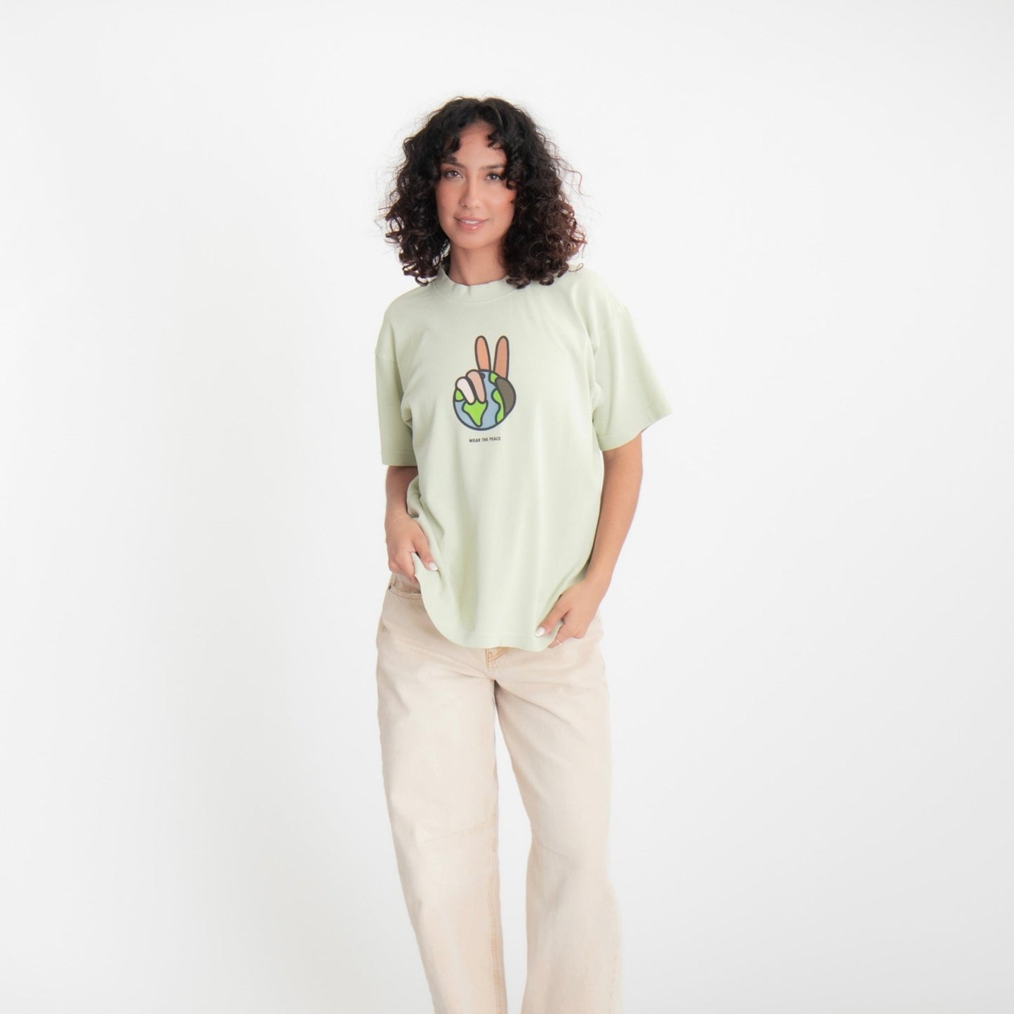 Our World Heavyweight Tee Wear The Peace Short Sleeves Pistachio S