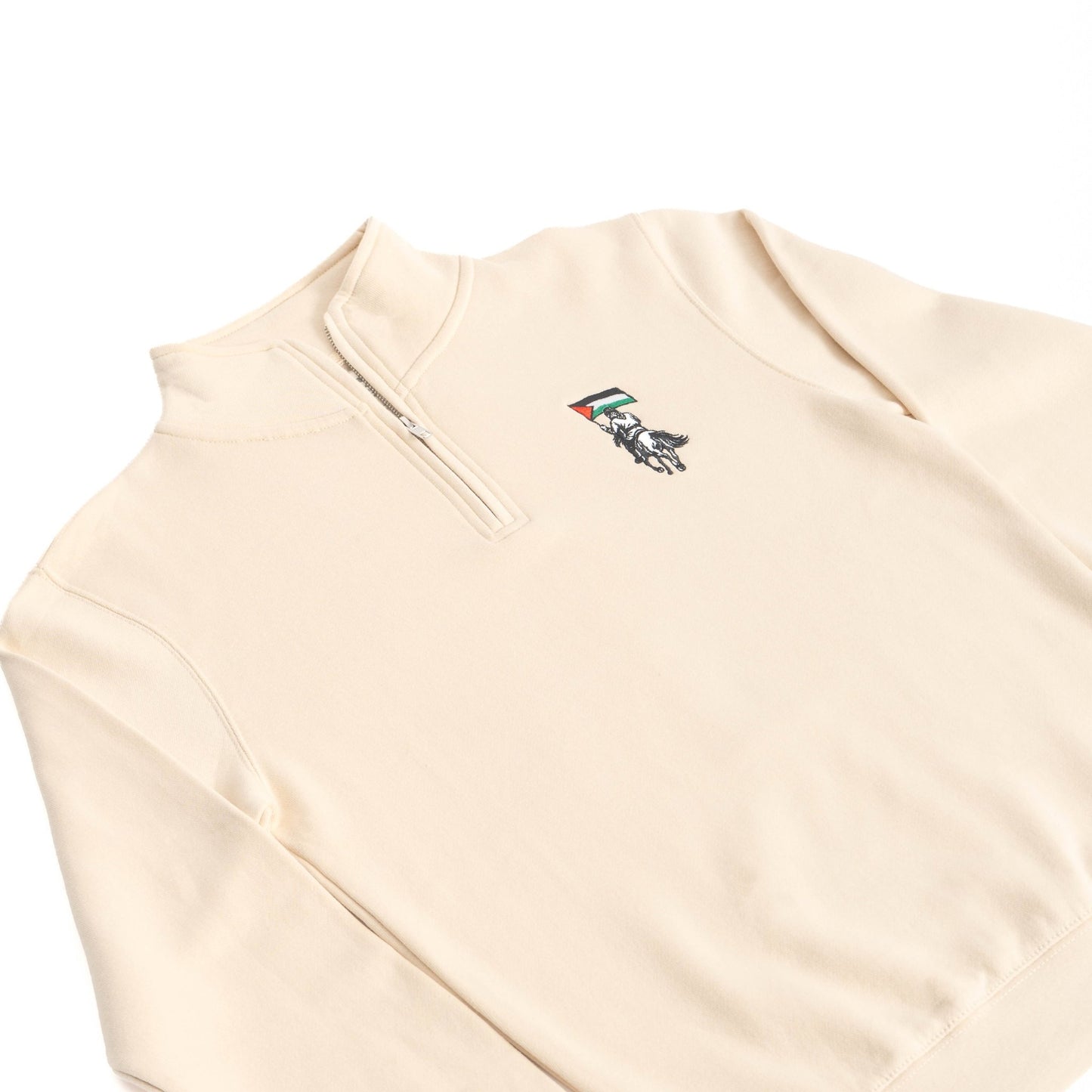 Palestine Equestrian Quarter Zip Sweater Wear The Peace Crewnecks Sandshell S
