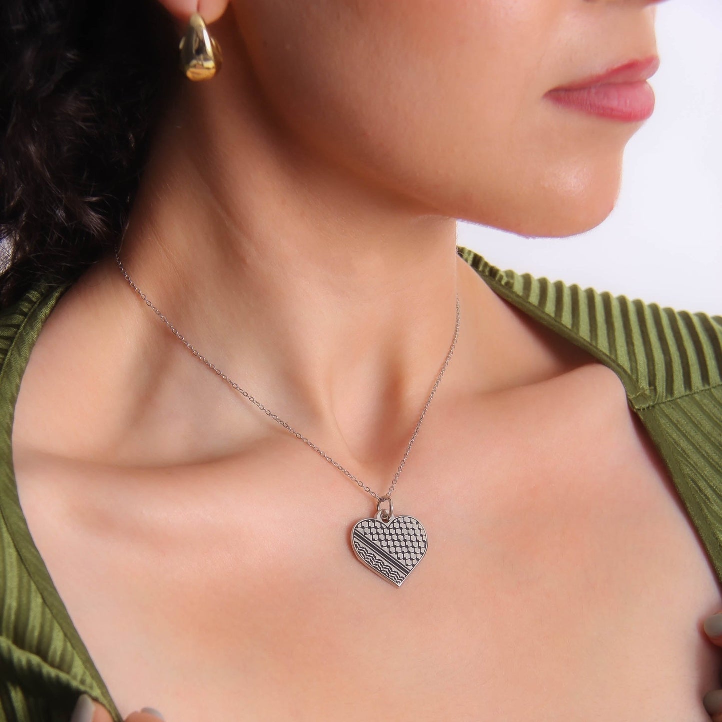 Palestine Heart Necklace Wear The Peace Necklaces Silver