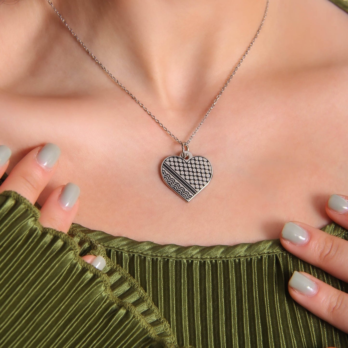 Palestine Heart Necklace Wear The Peace Necklaces Silver