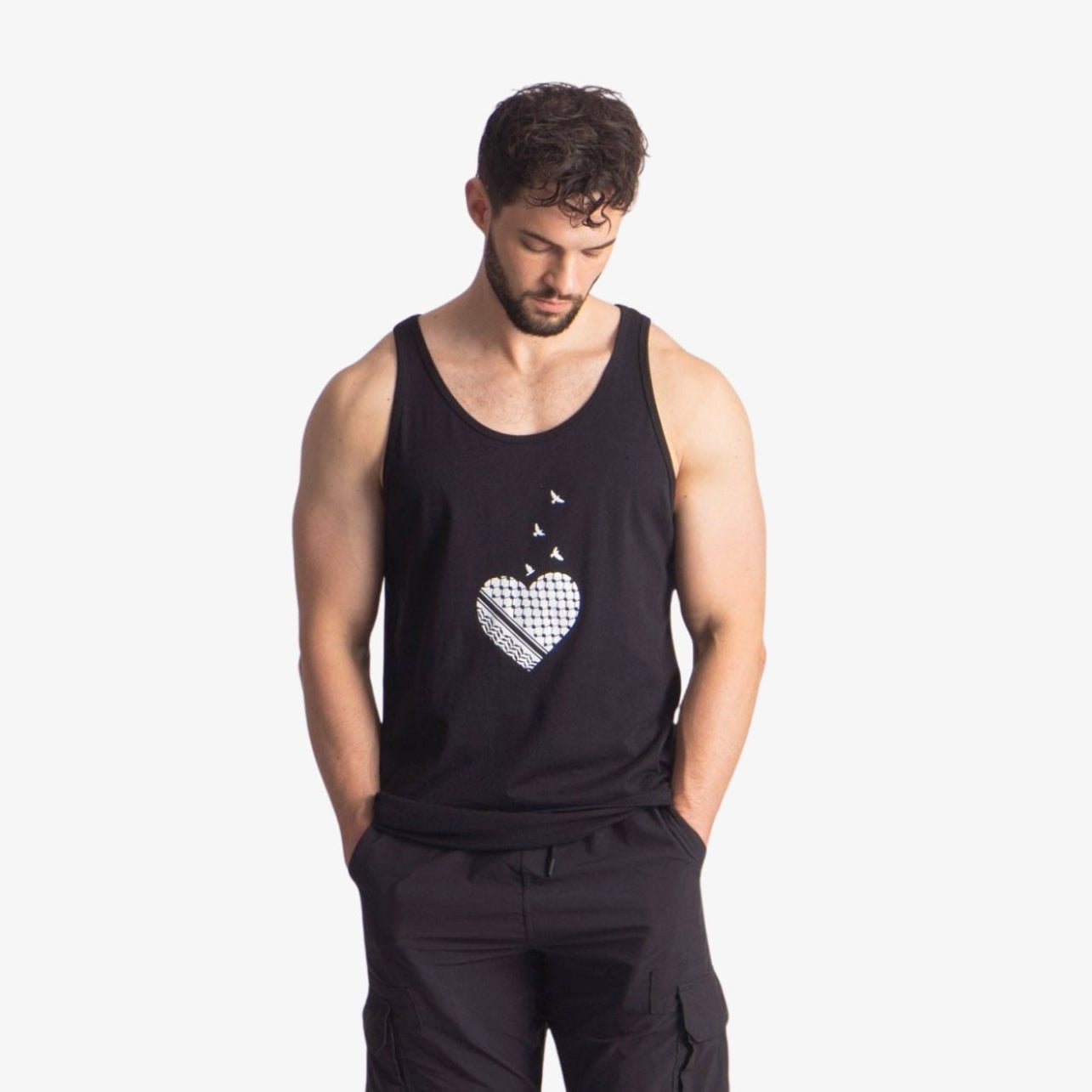 Palestine Heart Tank Top Wear The Peace Tank Tops S