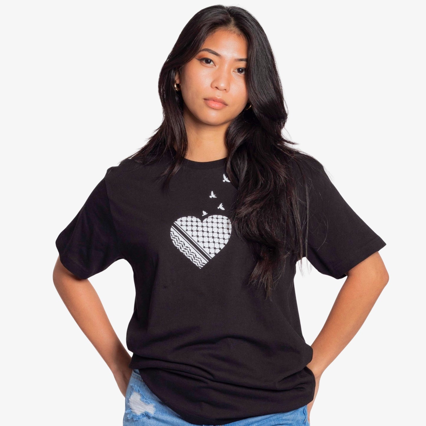 Palestine Heart Tee Wear The Peace Short Sleeves Black S