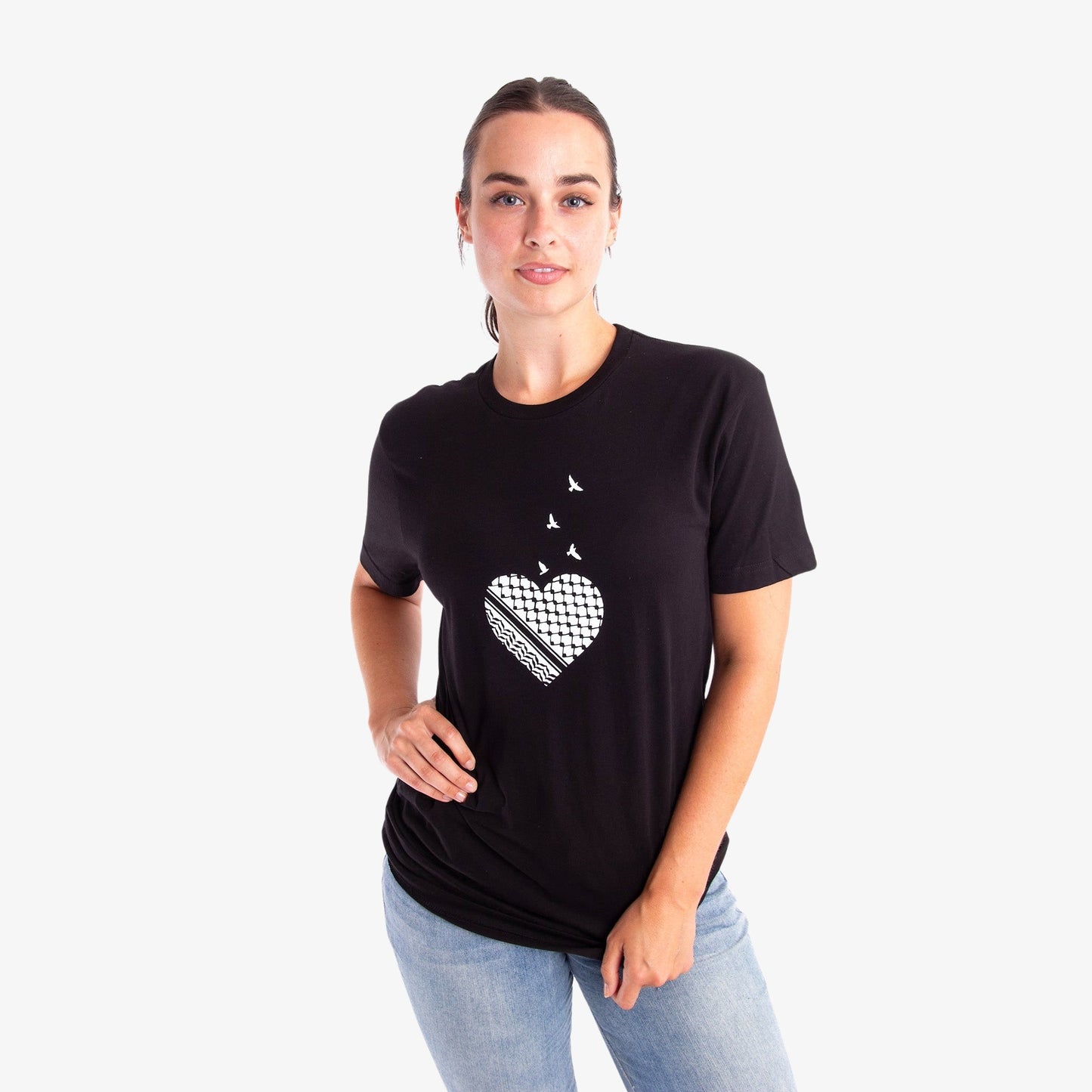 Palestine Heart Tee Wear The Peace Short Sleeves Black S