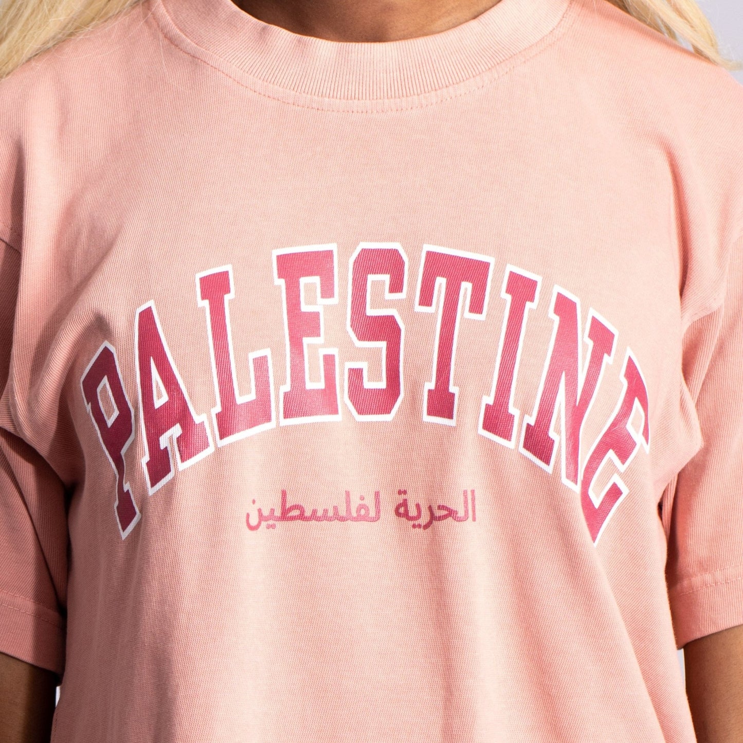 Palestine Varsity Heavyweight Tee Wear The Peace Short Sleeves Salmon S