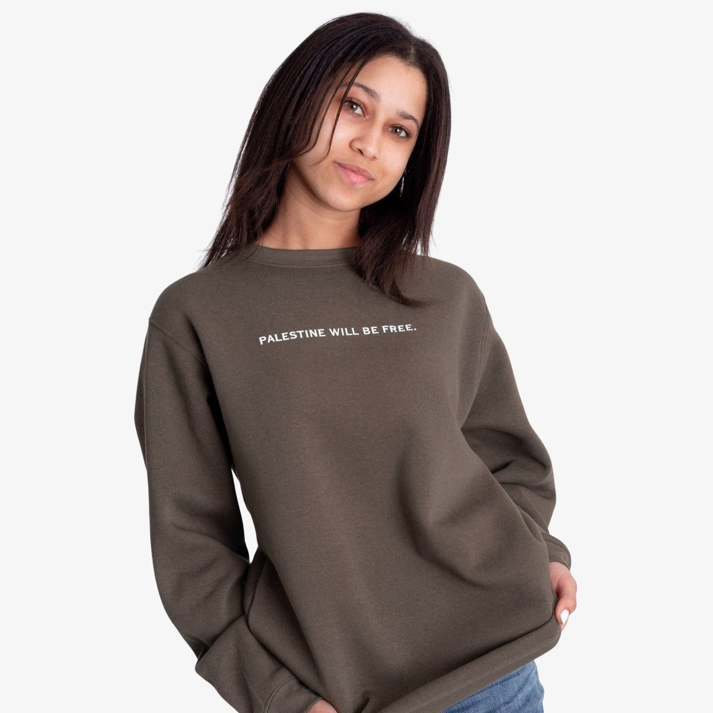 Palestine Will Be Free Crewneck Wear The Peace Crewnecks Olive S